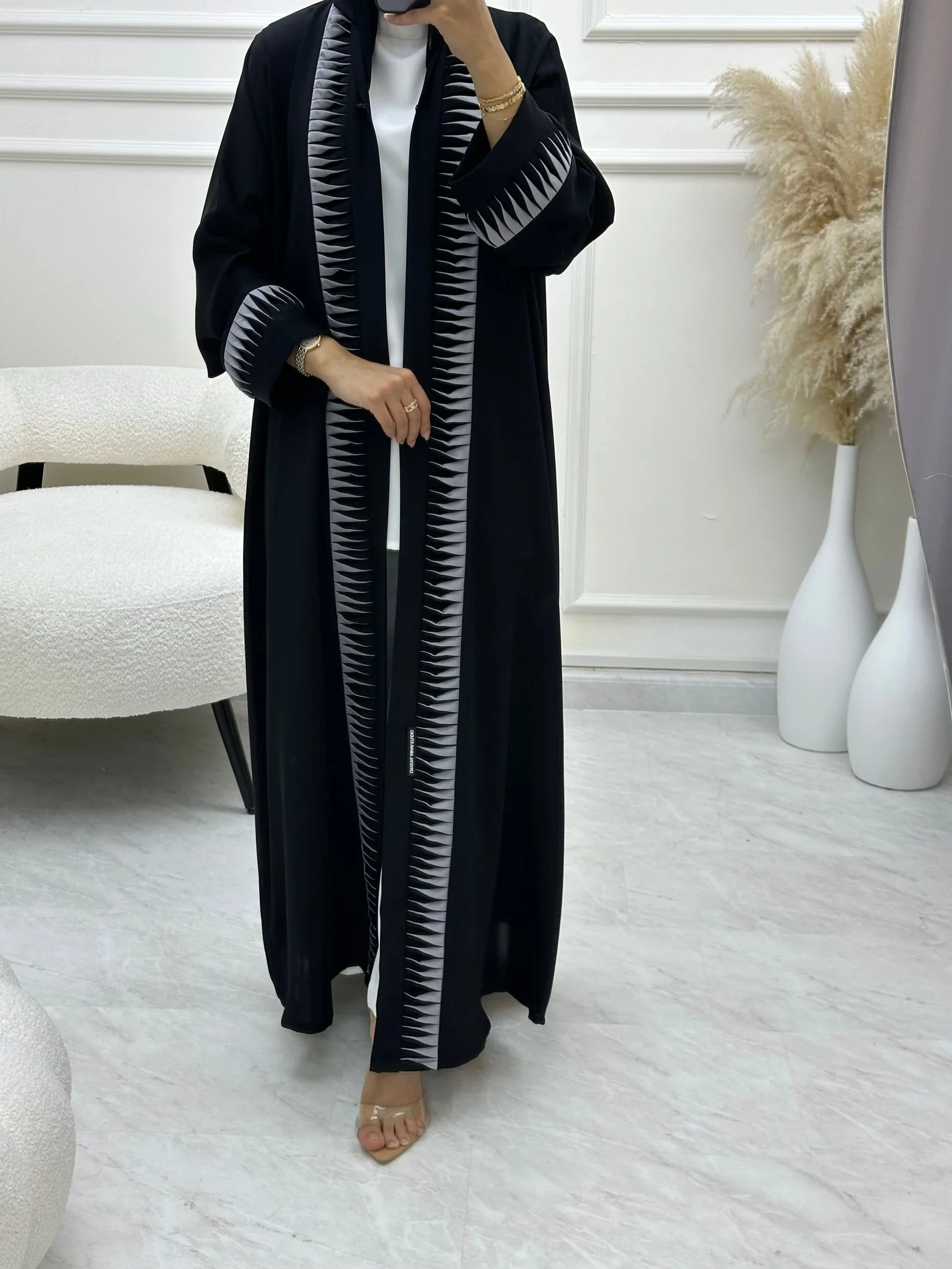 C RTW 0619 Grey Black Abaya - Image 6