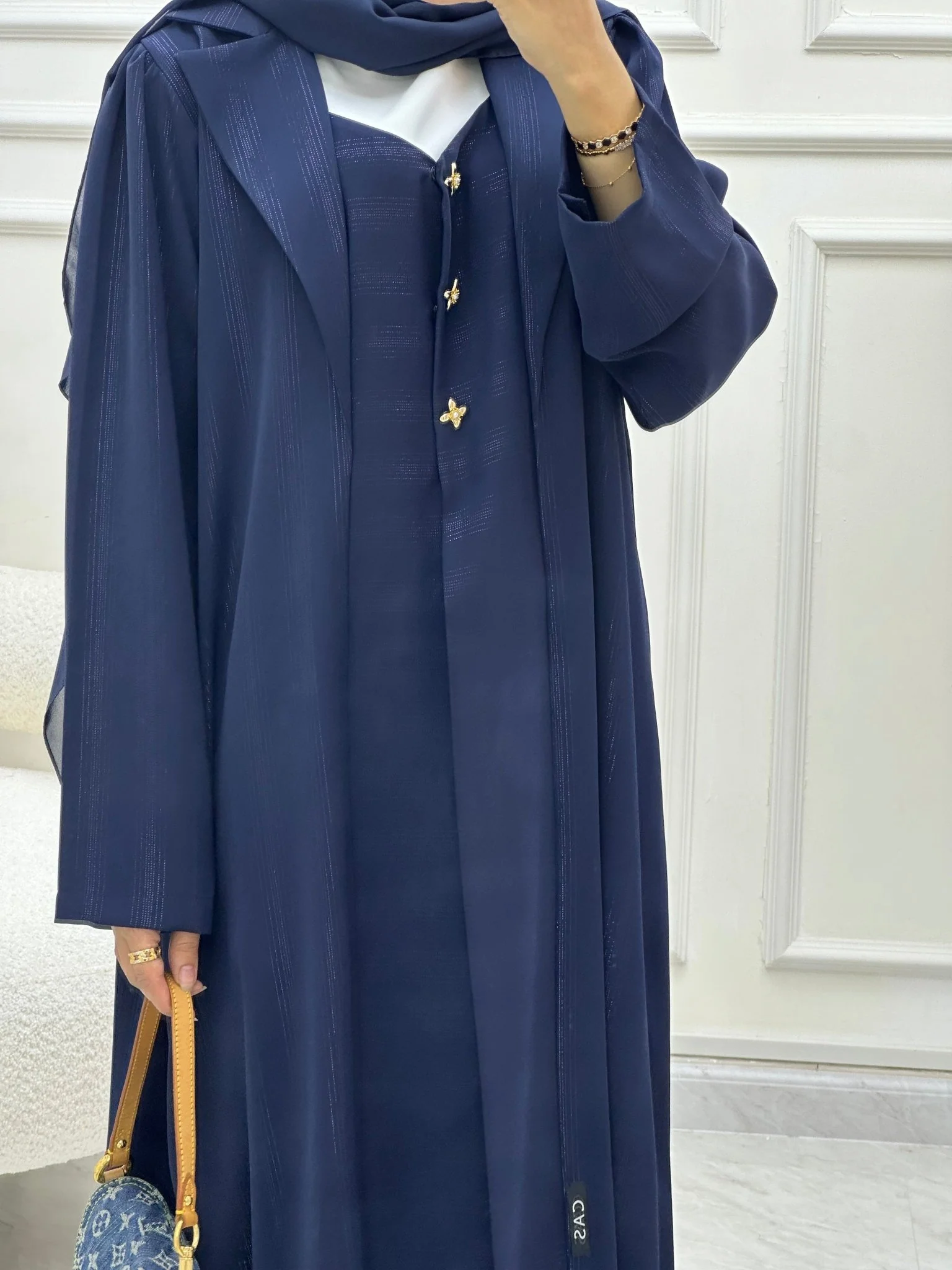 C 0629 Navy Blue Coat Abaya - Image 2
