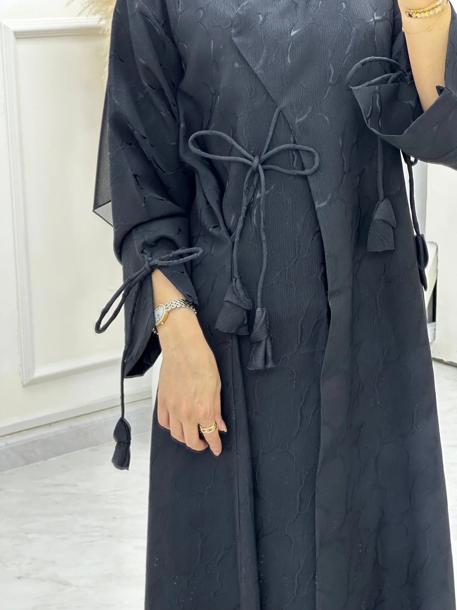 C RTW 0634-02 Black Ragged Abaya - Image 2