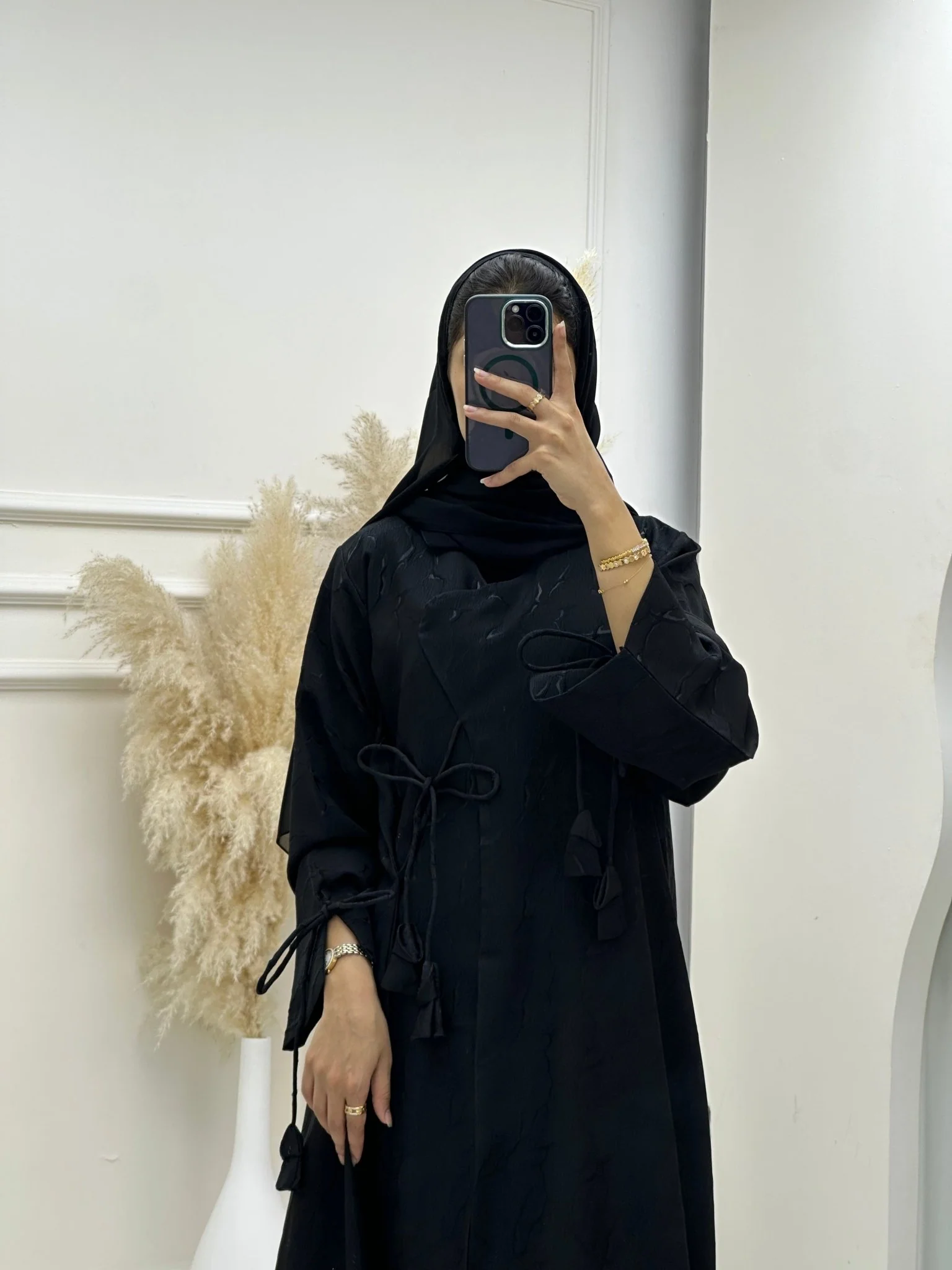 C RTW 0634-02 Black Ragged Abaya - Image 3