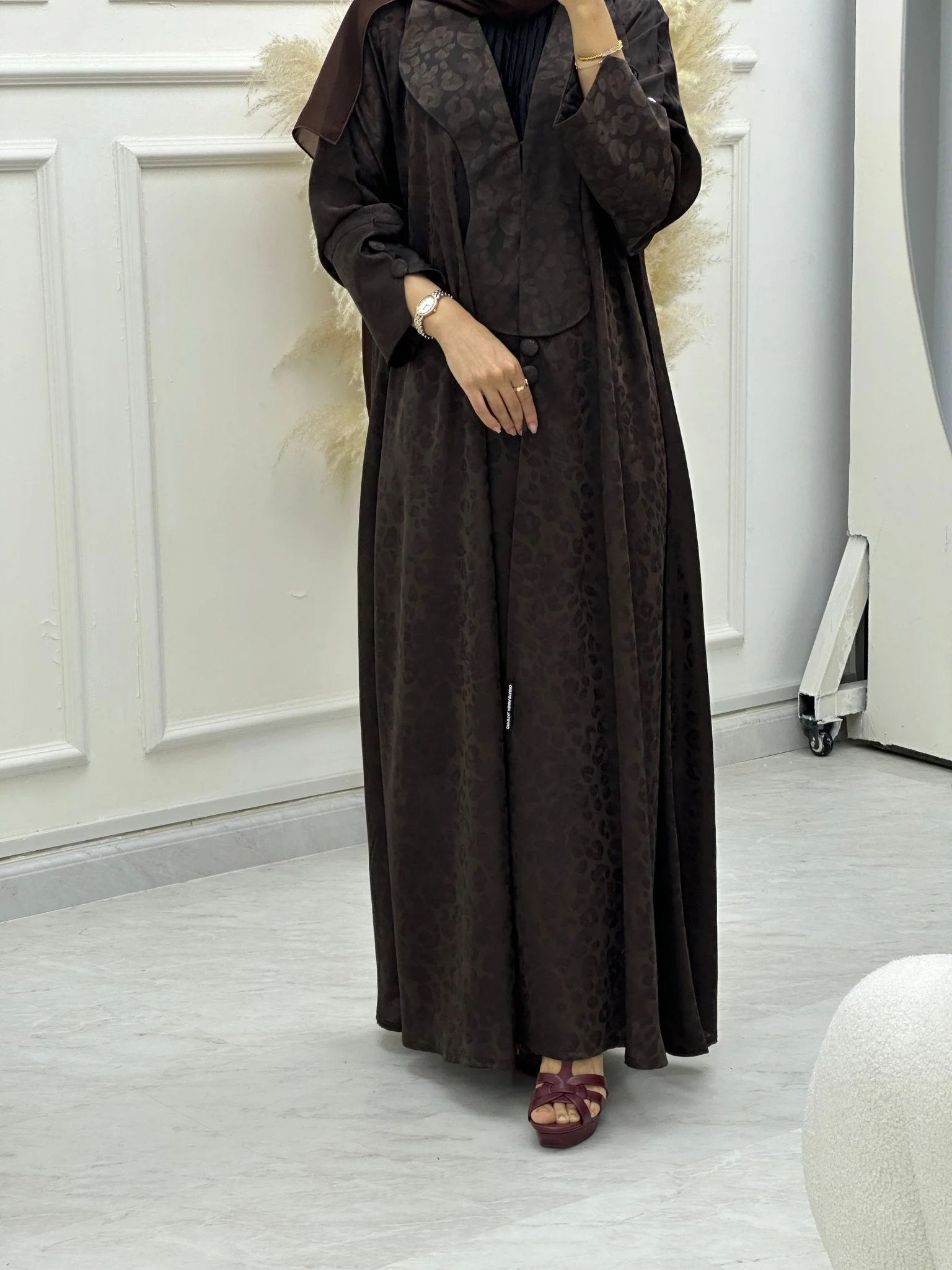 C RTW 0635-02 Brown Printed Abaya - Image 5
