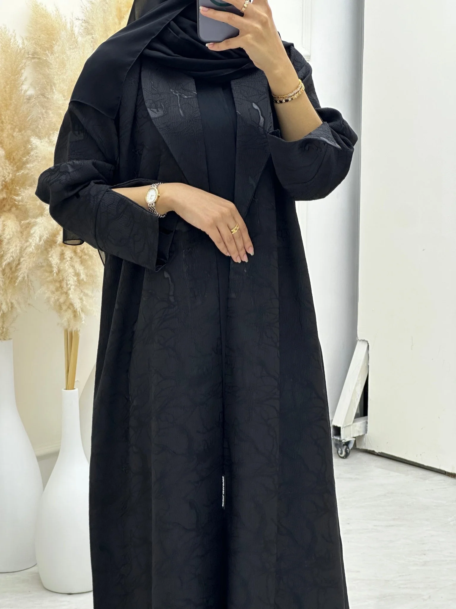 C RTW 0654 Black Coat Abaya - Image 2