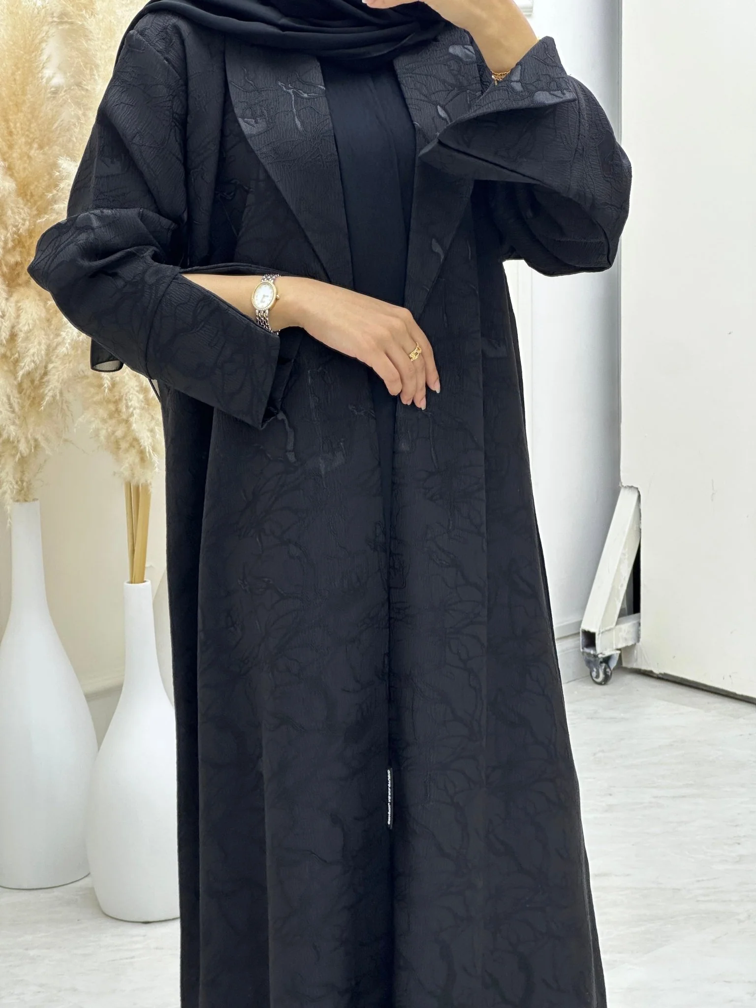 C RTW 0654 Black Coat Abaya - Image 5