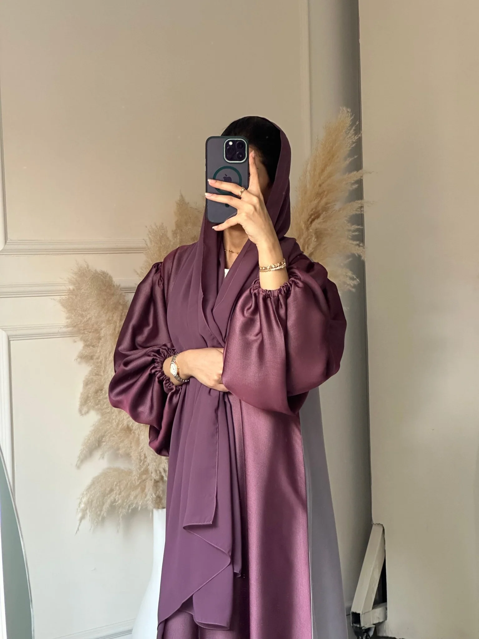 C 0659 Purple Grey Duotone Abaya - Image 4
