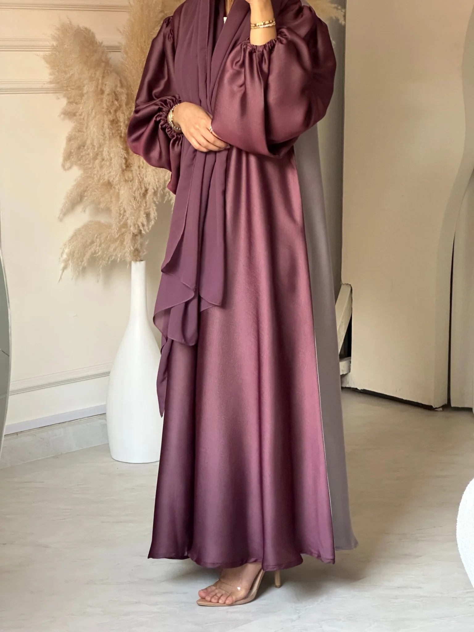 C 0659 Purple Grey Duotone Abaya - Image 5