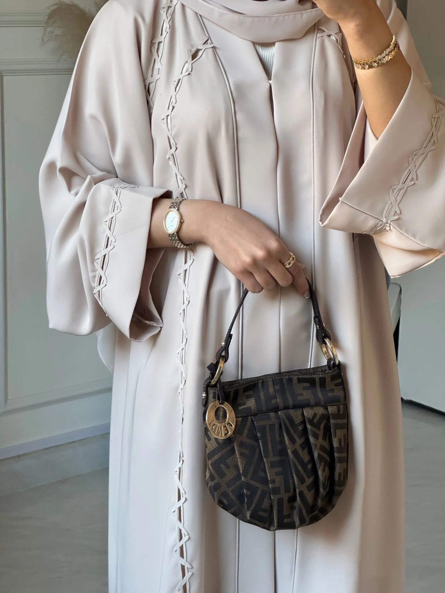 C RTW 0675 Cream Abaya - Image 2