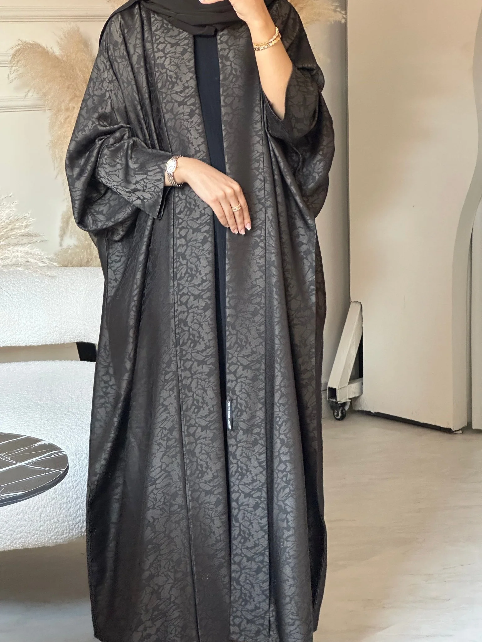 C 0680-02 Brown Printed Abaya - Image 4