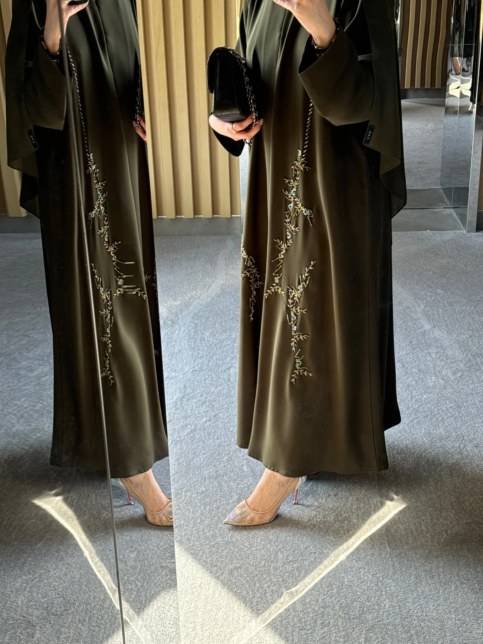 C RTW 0718 Olive Beaded Abaya - Image 2
