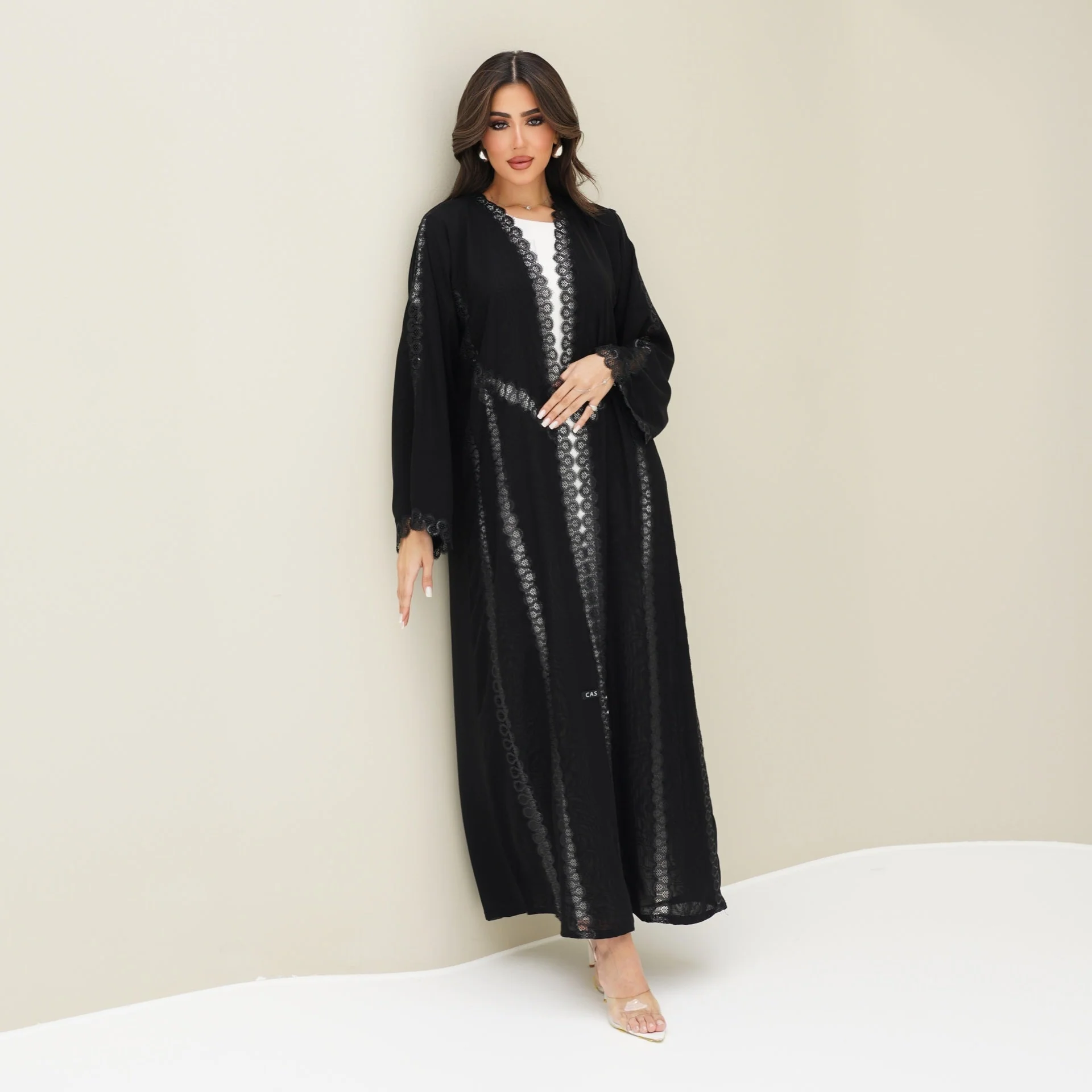 C RTW 0764 Black Lace Abaya - Image 3