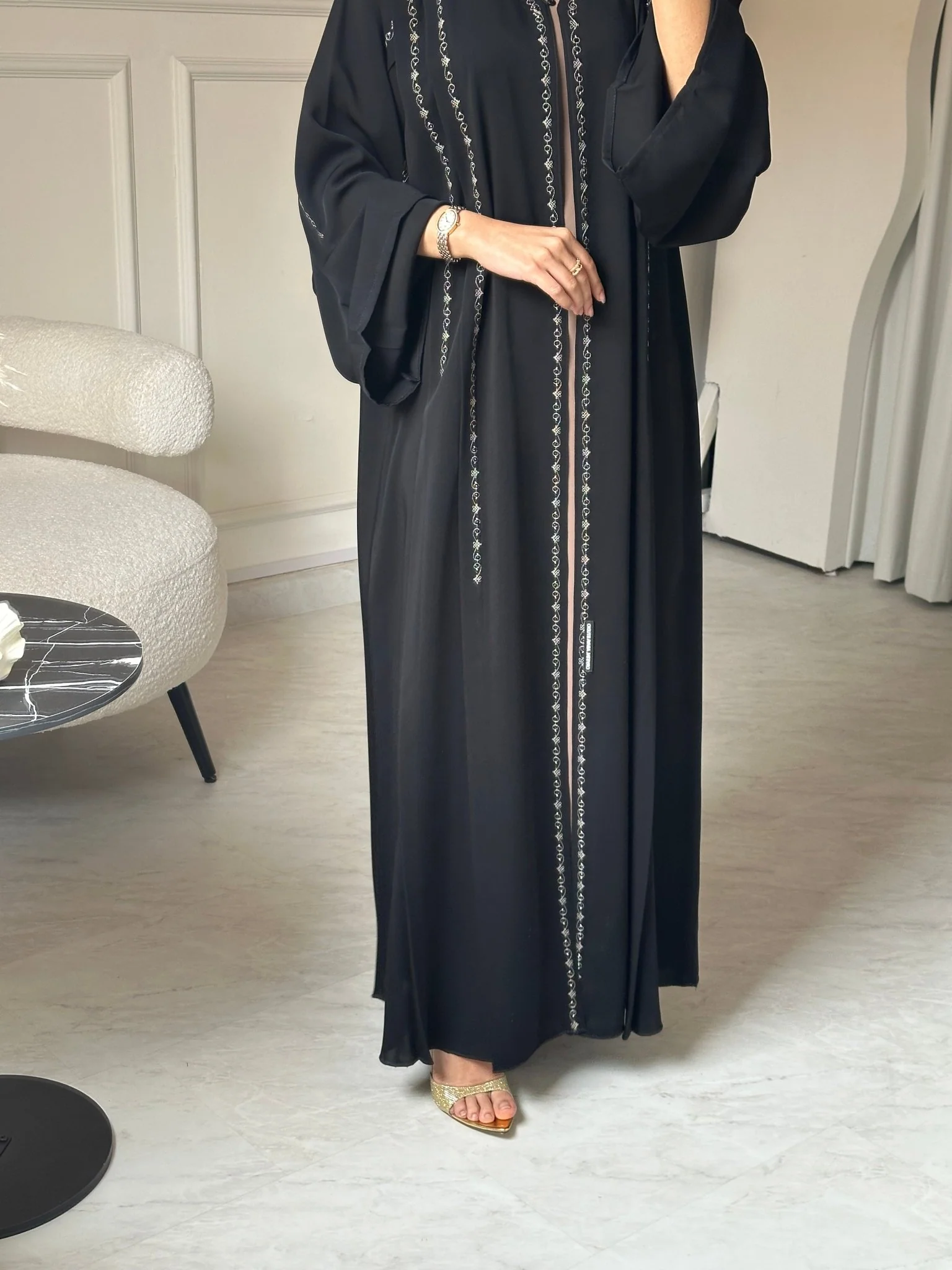 C RTW 0794 Black Embroidered Abaya - Image 8
