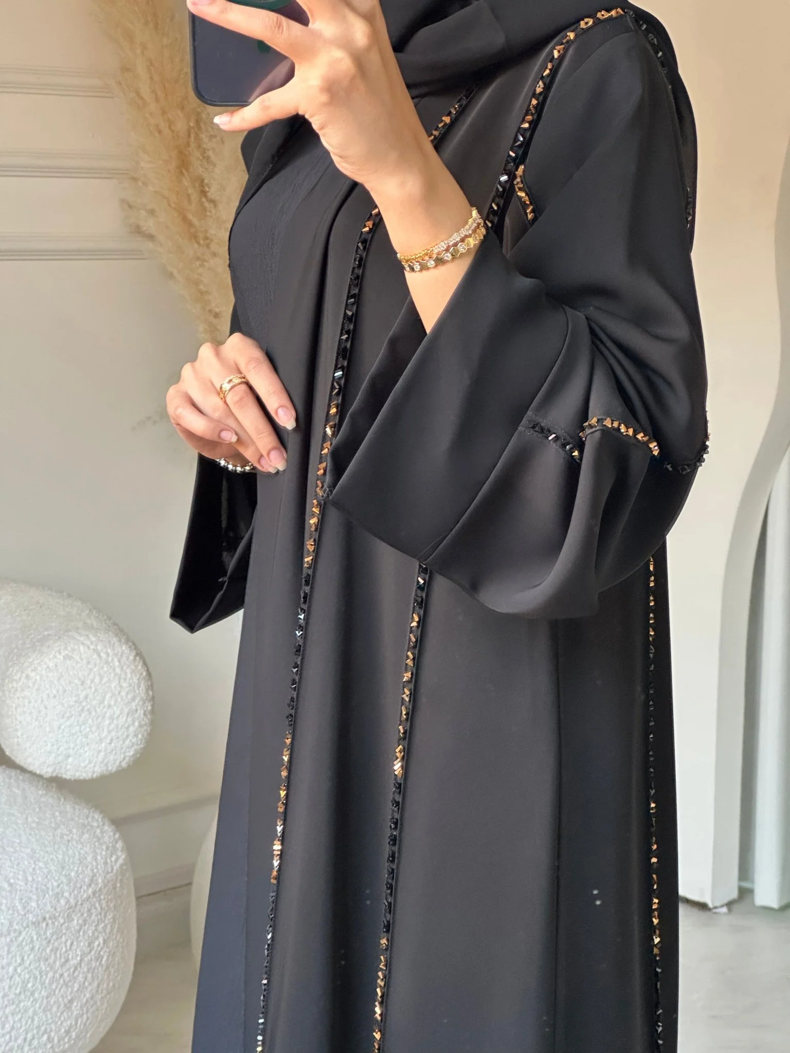 C RTW 0806 Black Beaded Abaya - Image 7