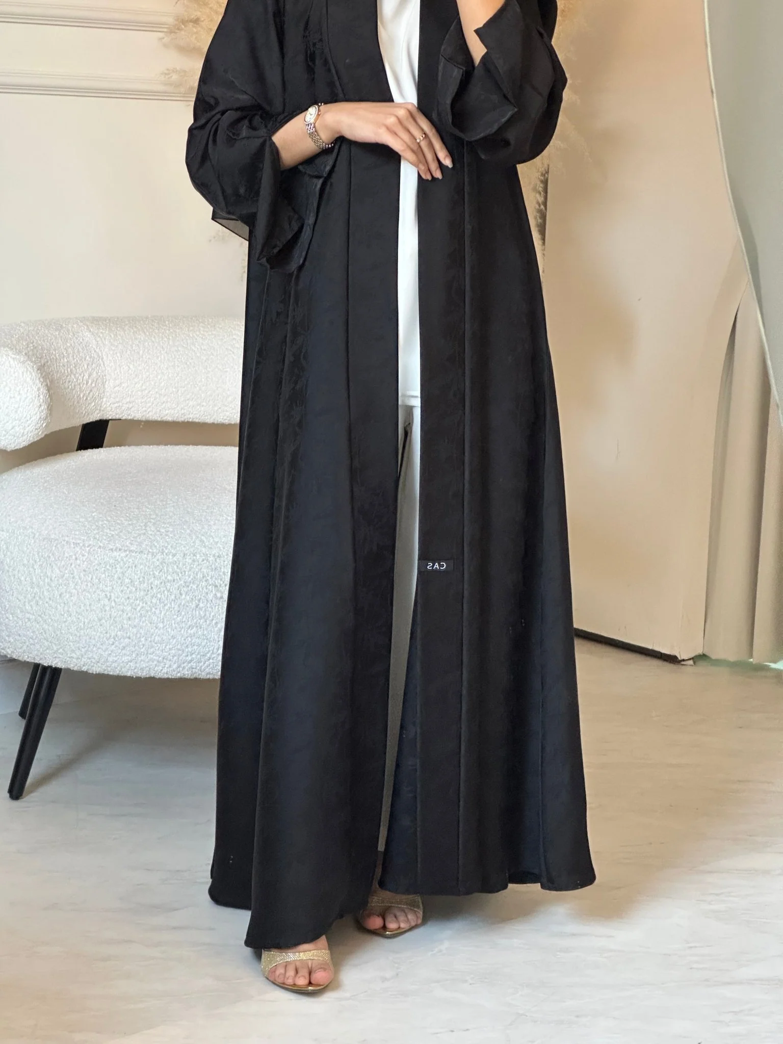 C 0838 Black Printed Abaya - Image 4