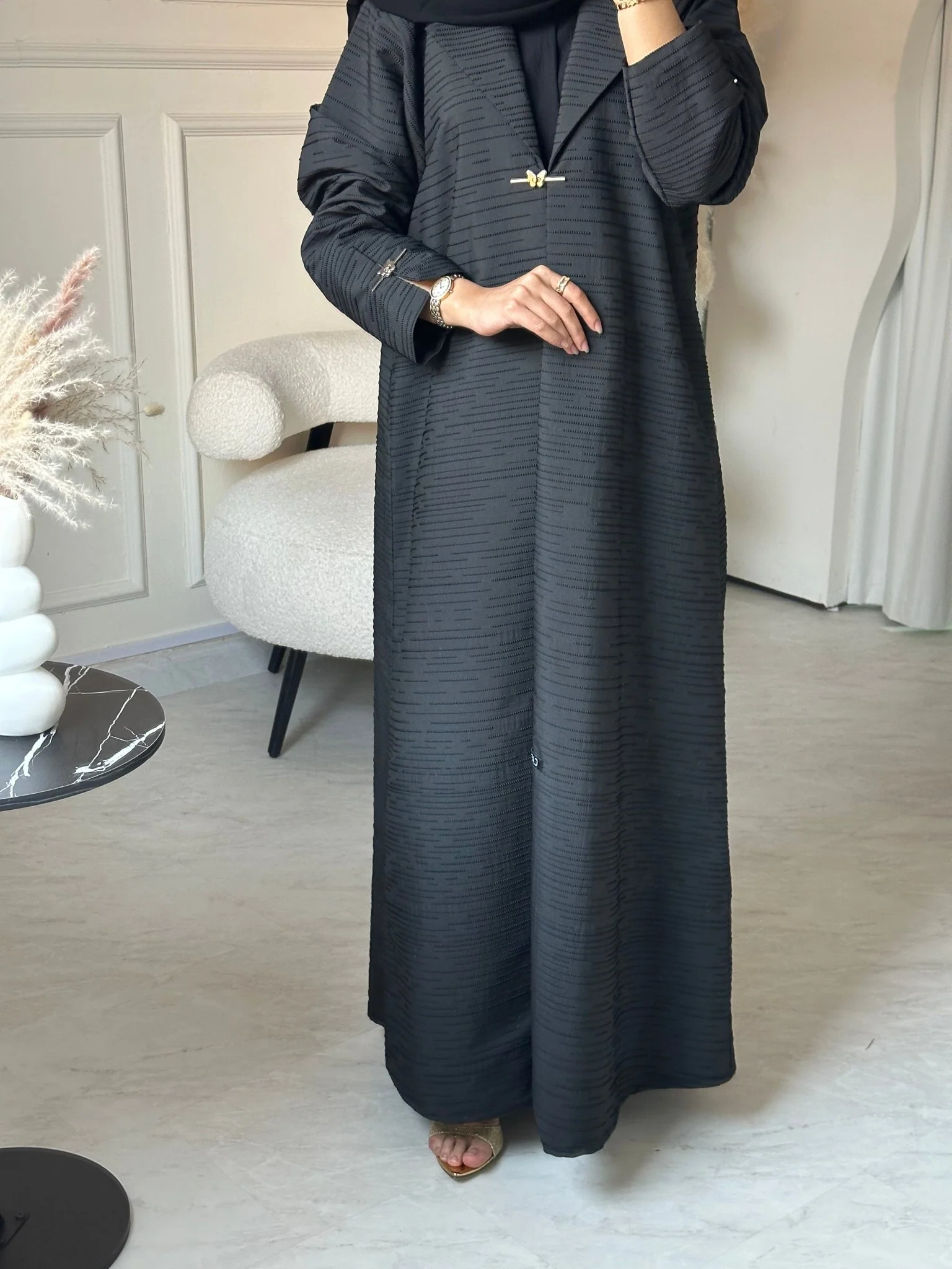 C 0850 Black Coat Abaya - Image 2