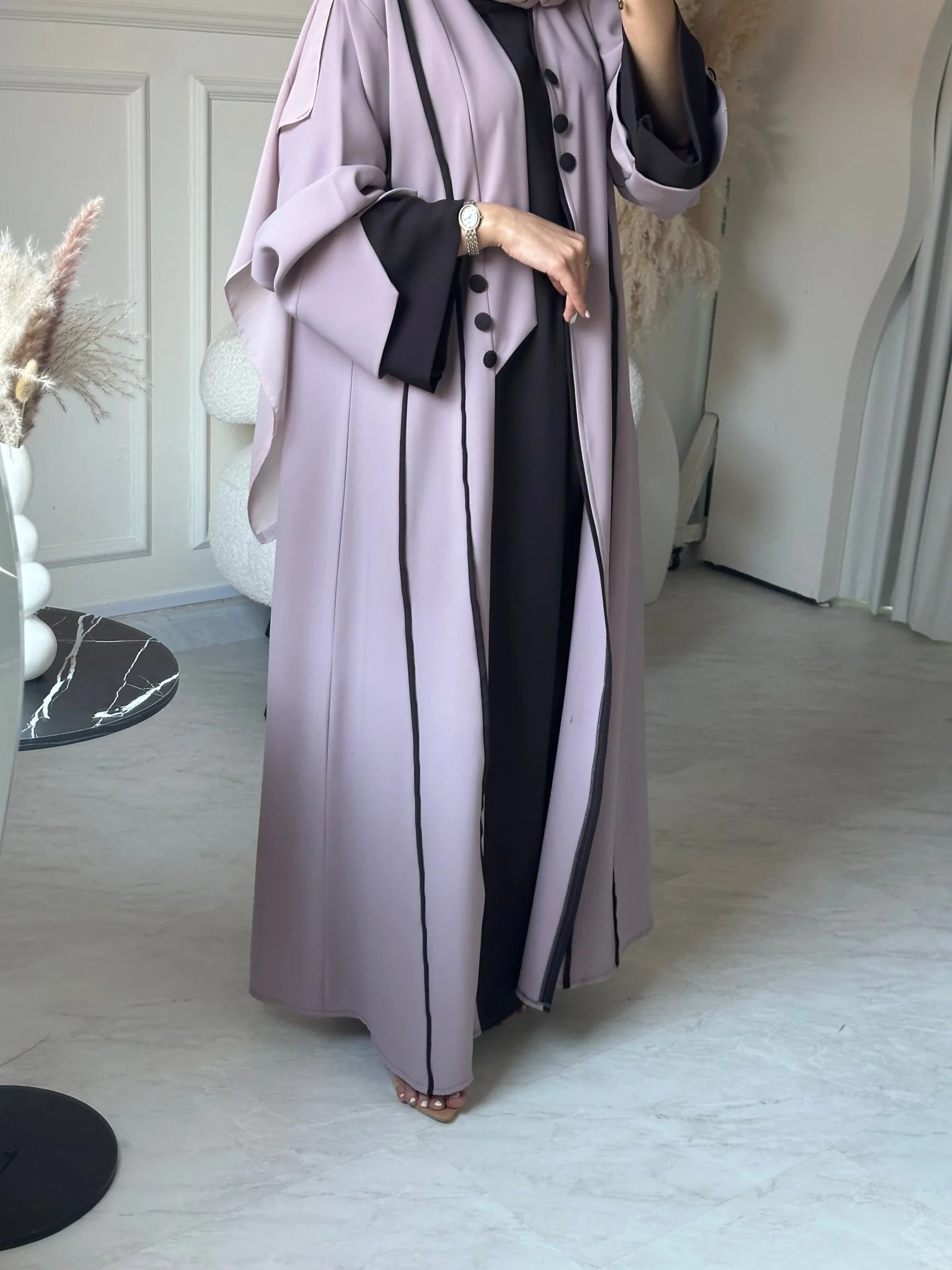 C 0857 Nude Brown Abaya - Image 3