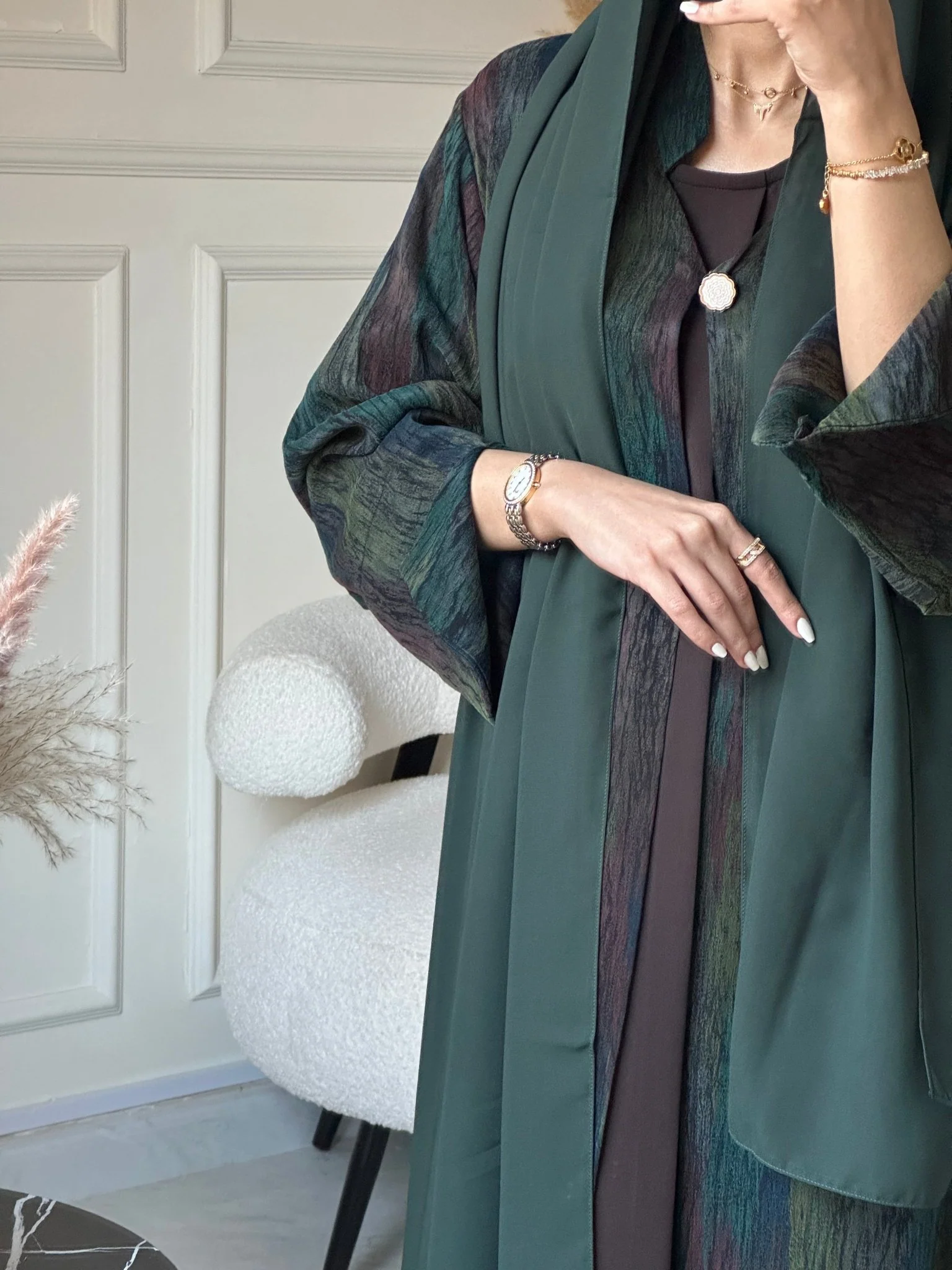 C 0865 Premium Green Coat Abaya - Image 3