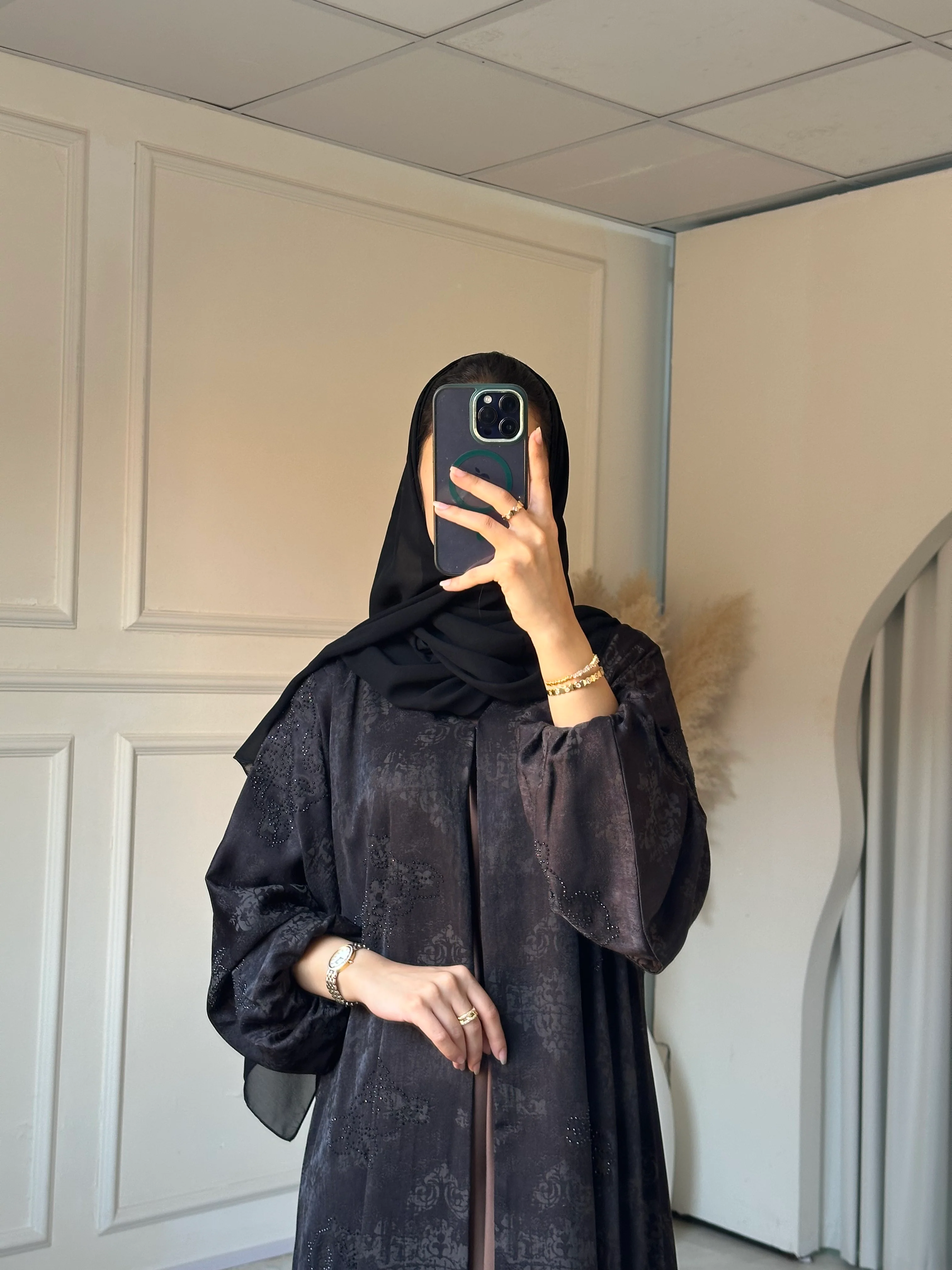 C 0880 Black Printed Abaya - Image 8