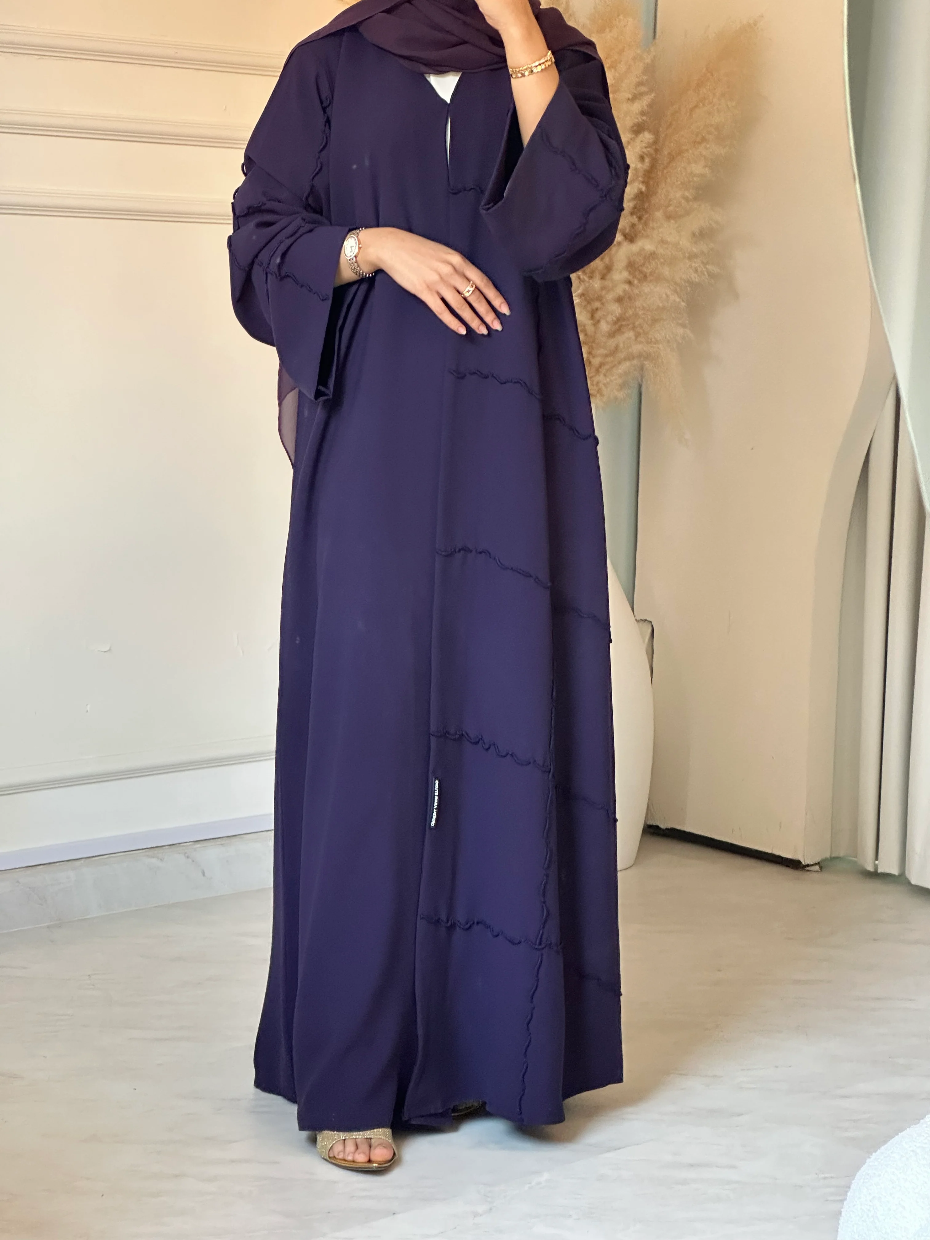 C 0882 Dark Purple Abaya - Image 3