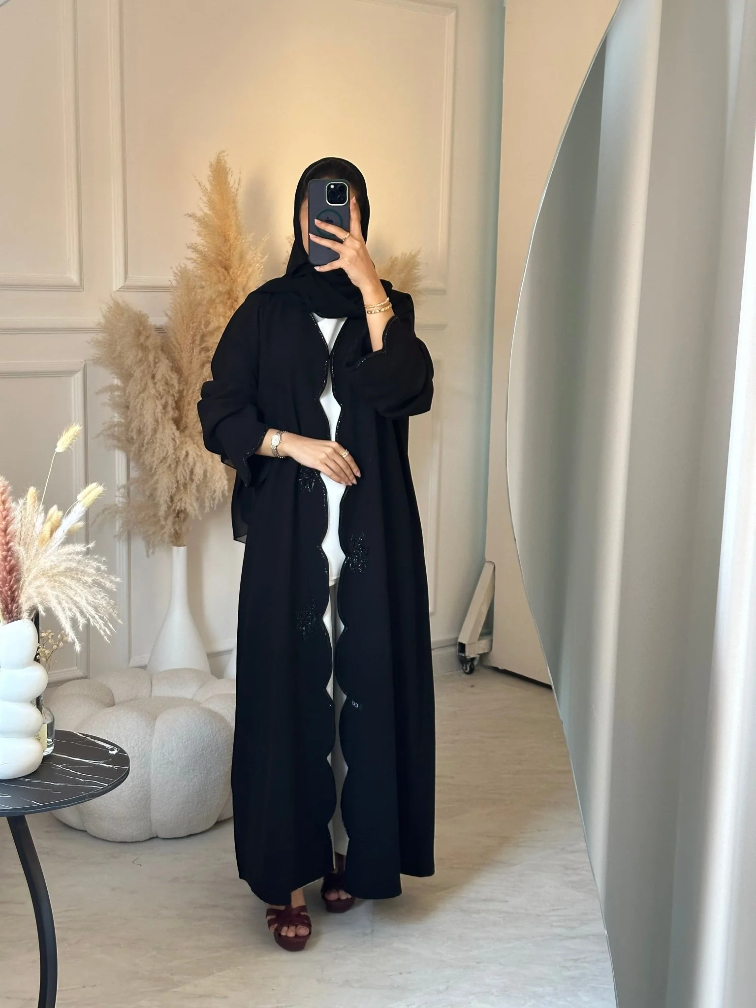 C RTW 0887 Black Beaded Abaya - Image 4