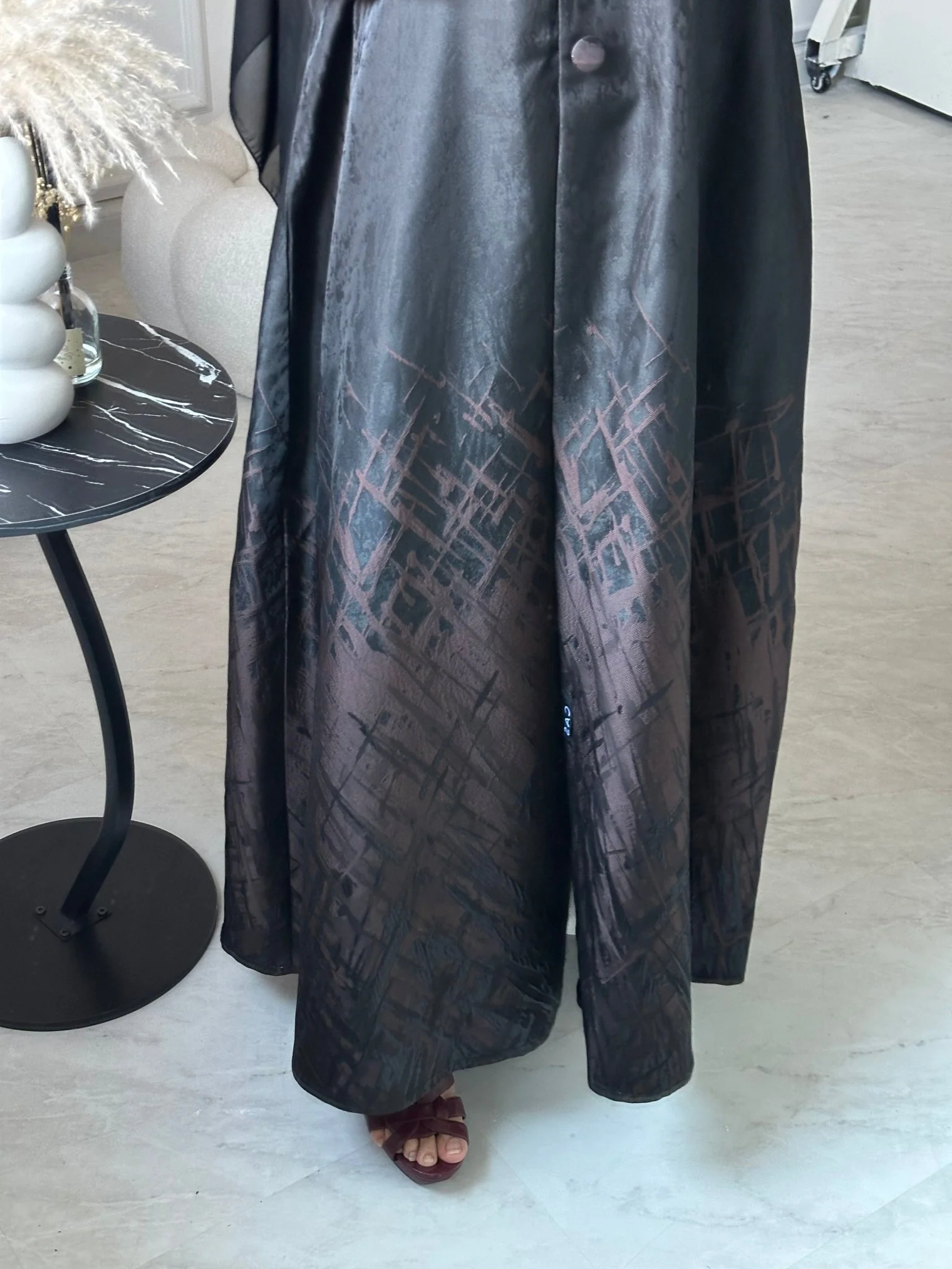 C 0895-02 Brown Jacquard Abaya - Image 6