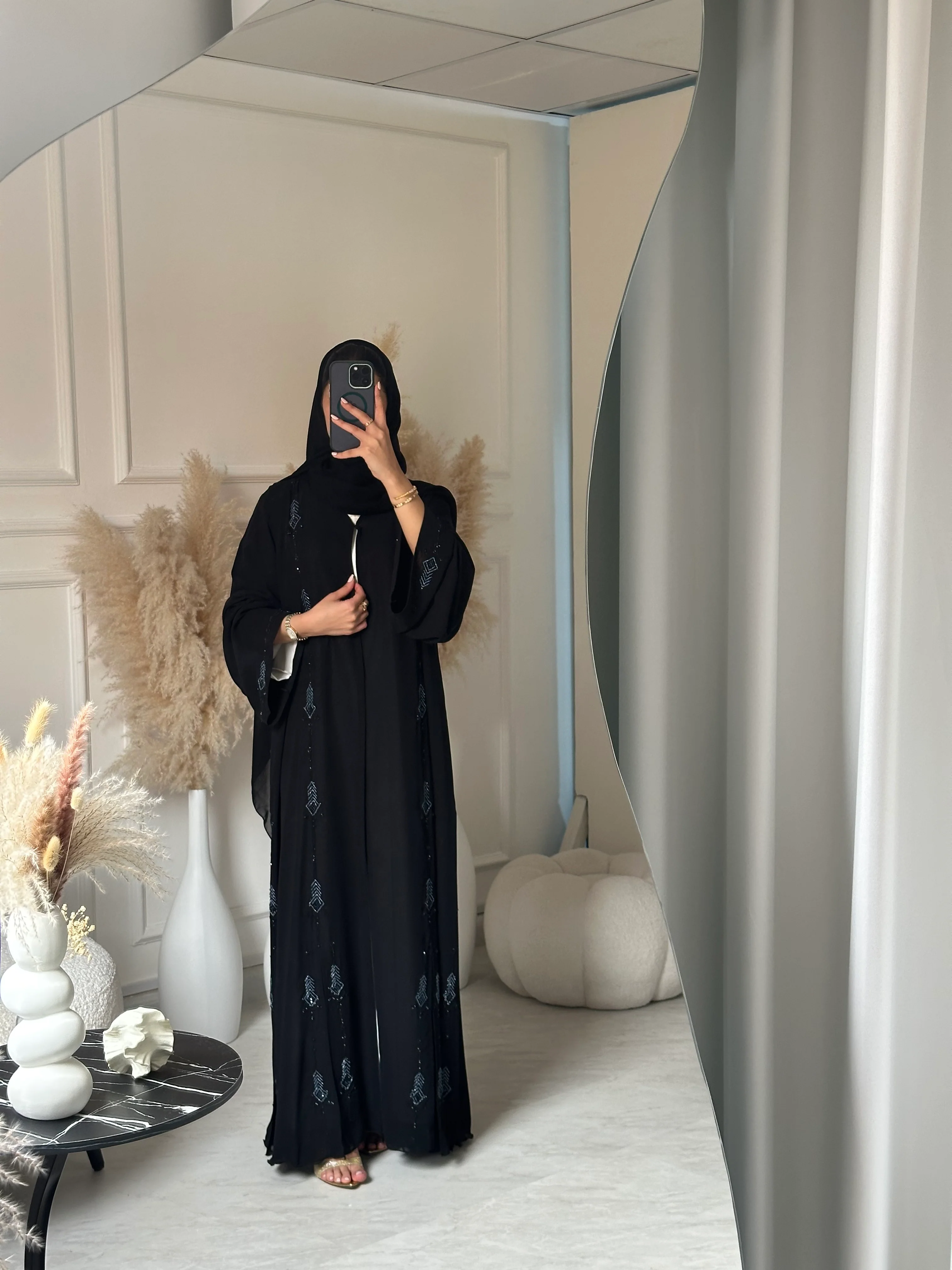 C RTW 0949 Black Beaded Abaya - Image 5