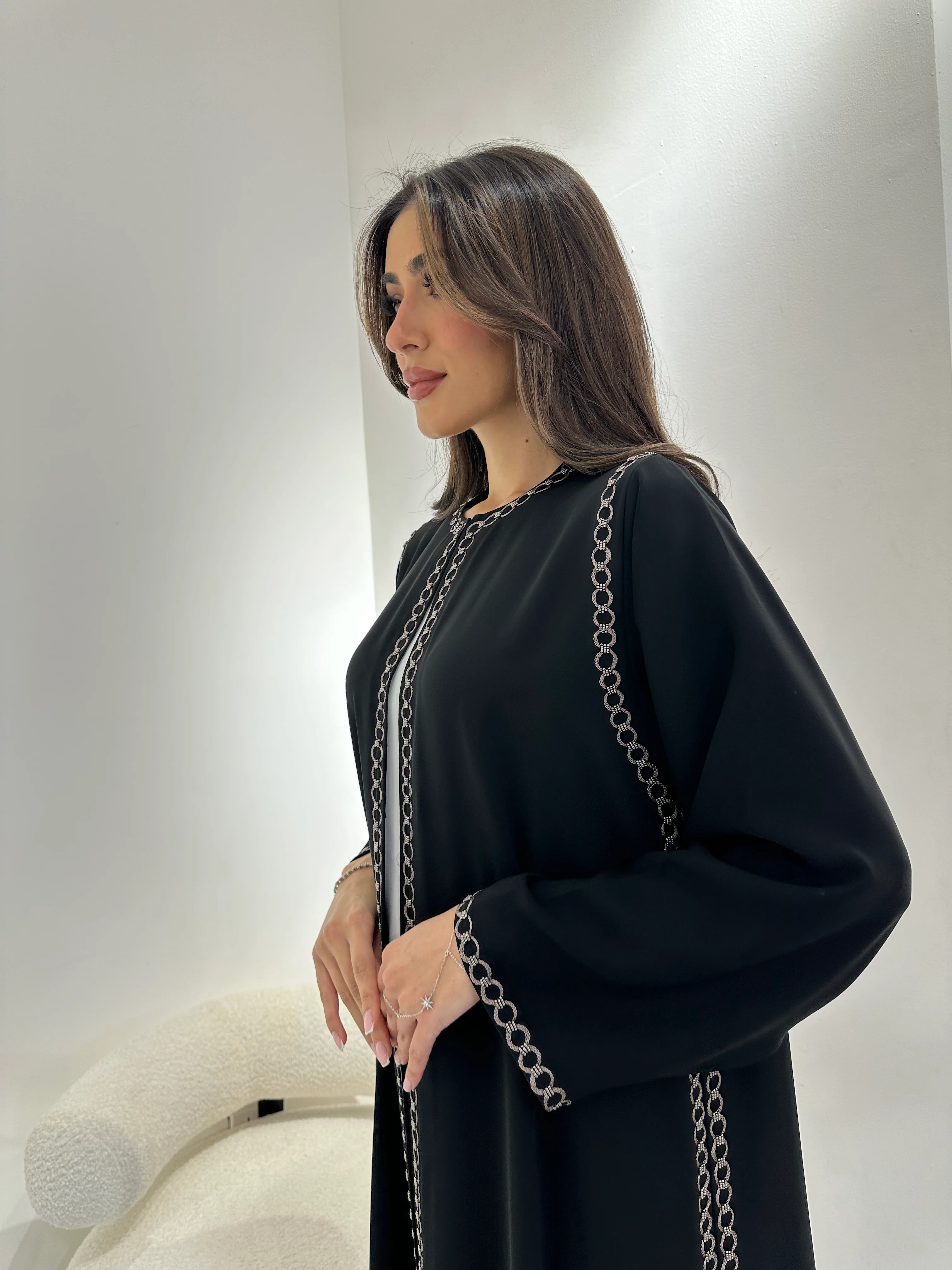 C RTW 0968 Black Beaded Abaya - Image 4