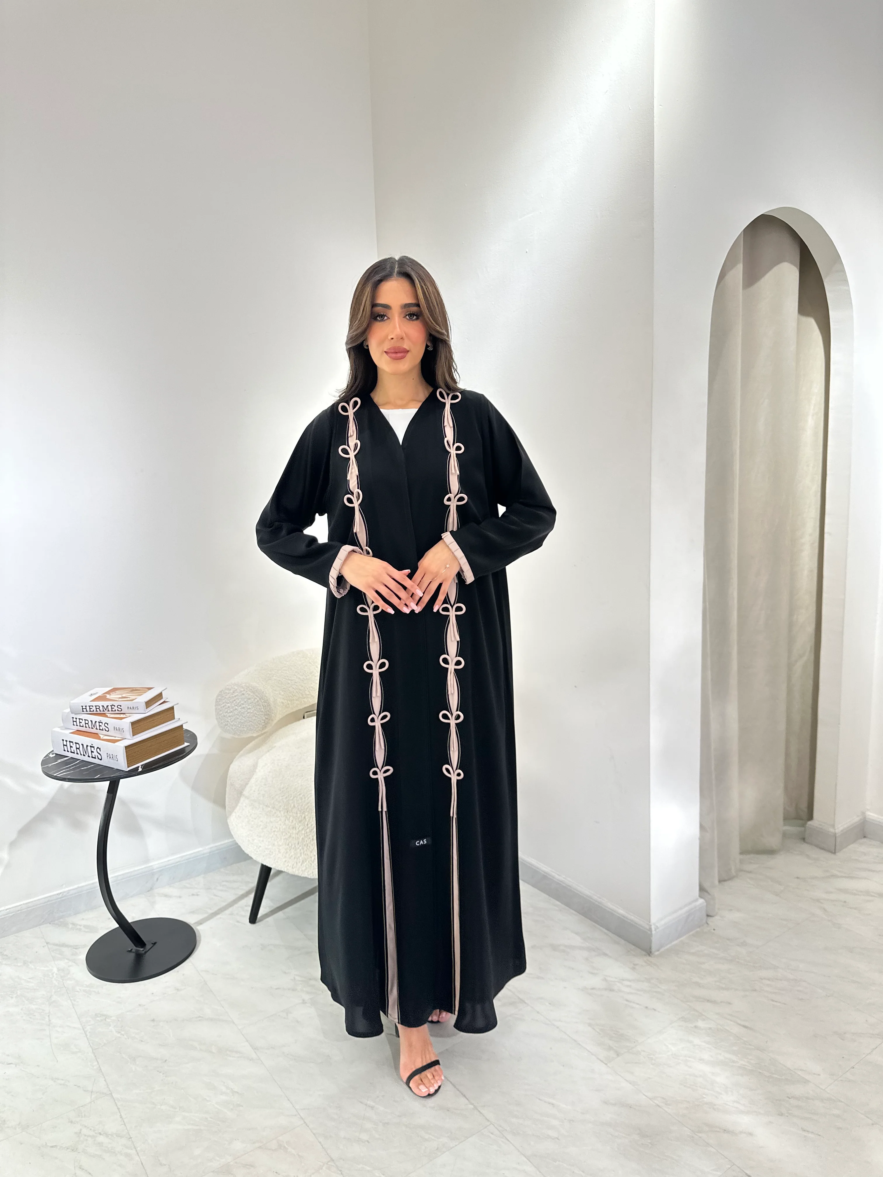 C RTW 0973 Black Bow Abaya - Image 4