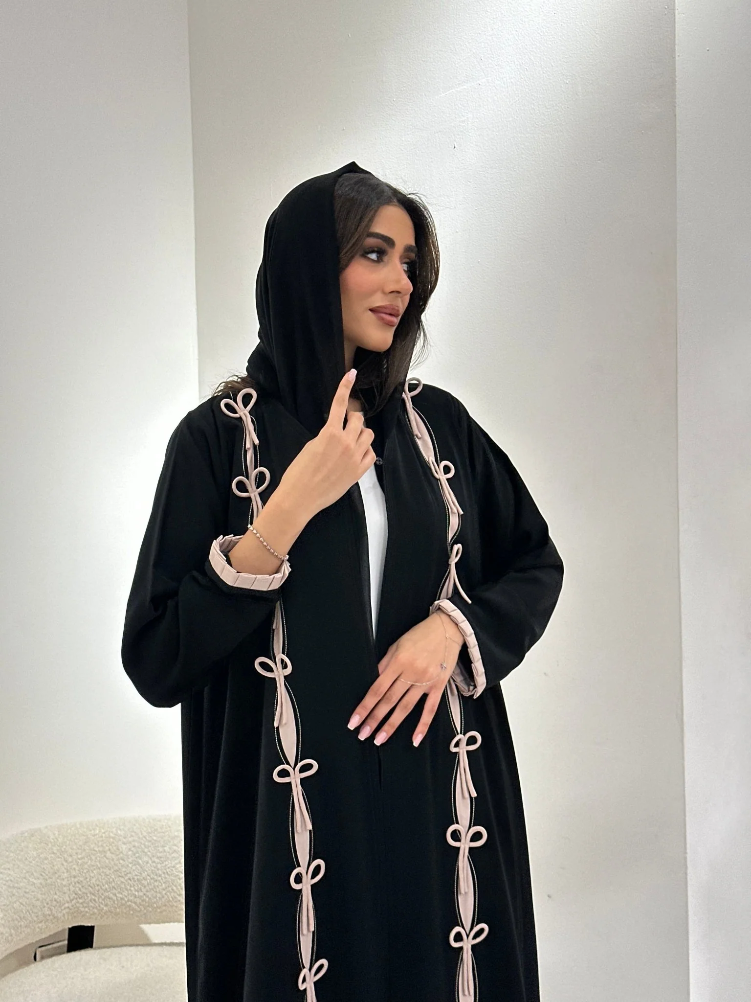 C RTW 0973 Black Bow Abaya - Image 6