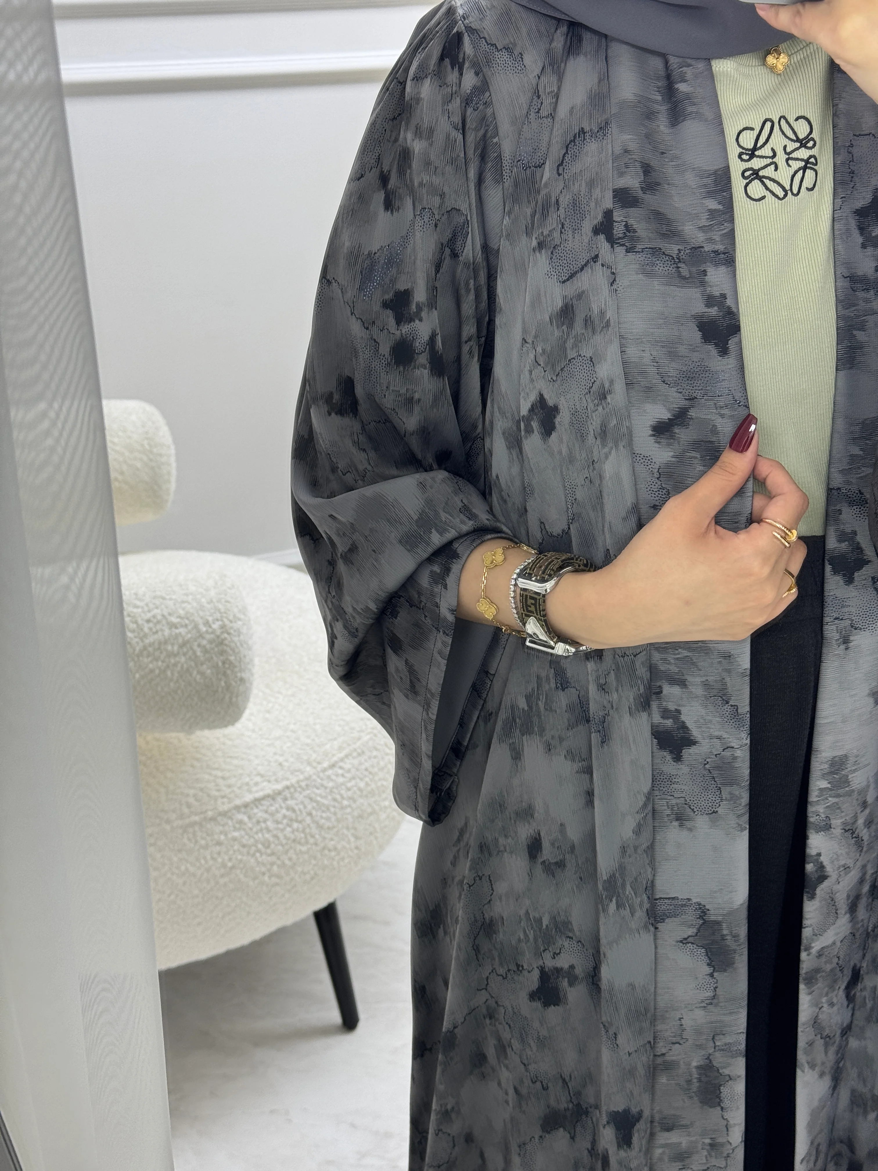 C RTW 1007-01 Printed Abaya - Image 2