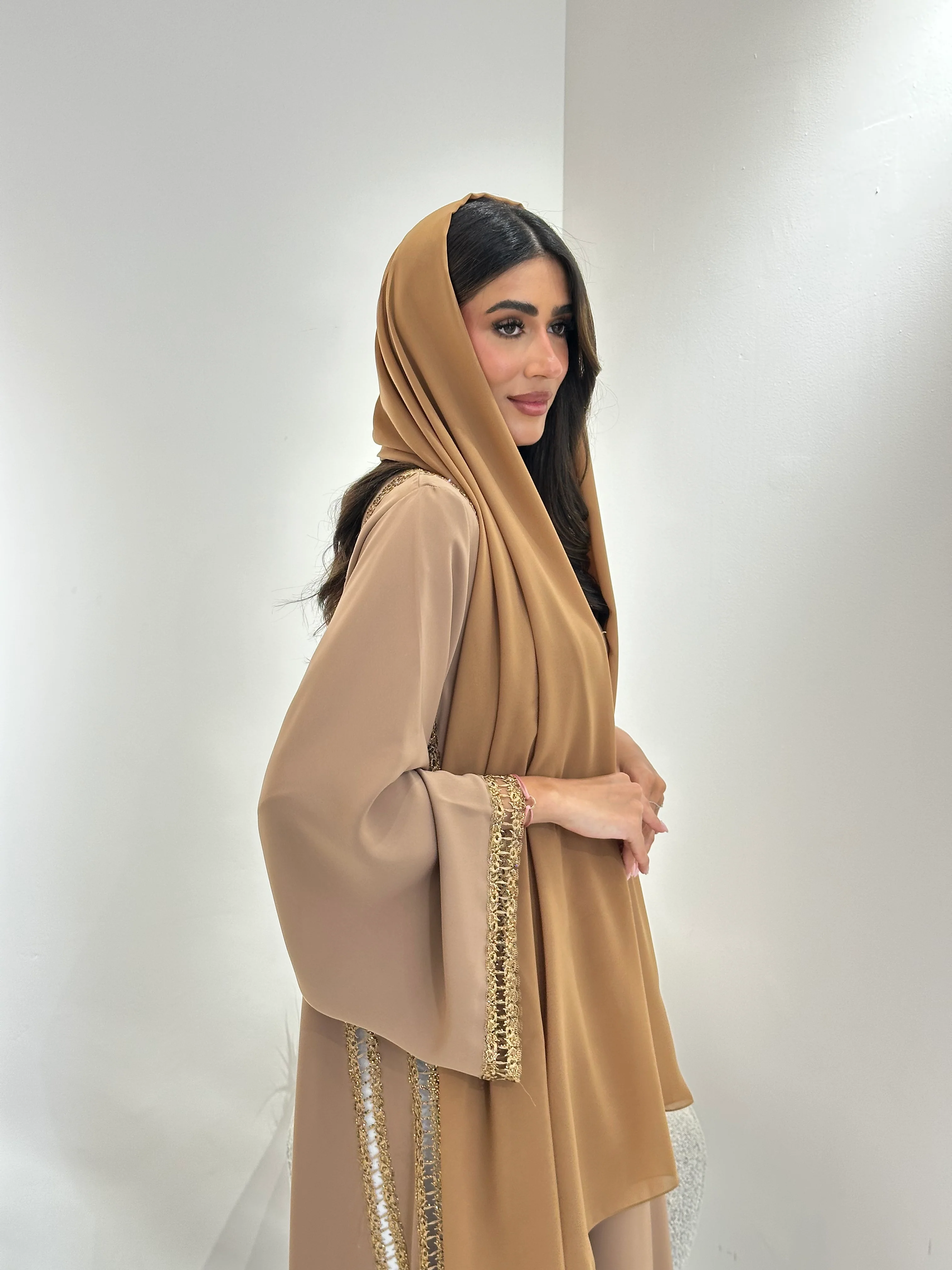 C 1047 Mustard Lace Abaya - Image 10