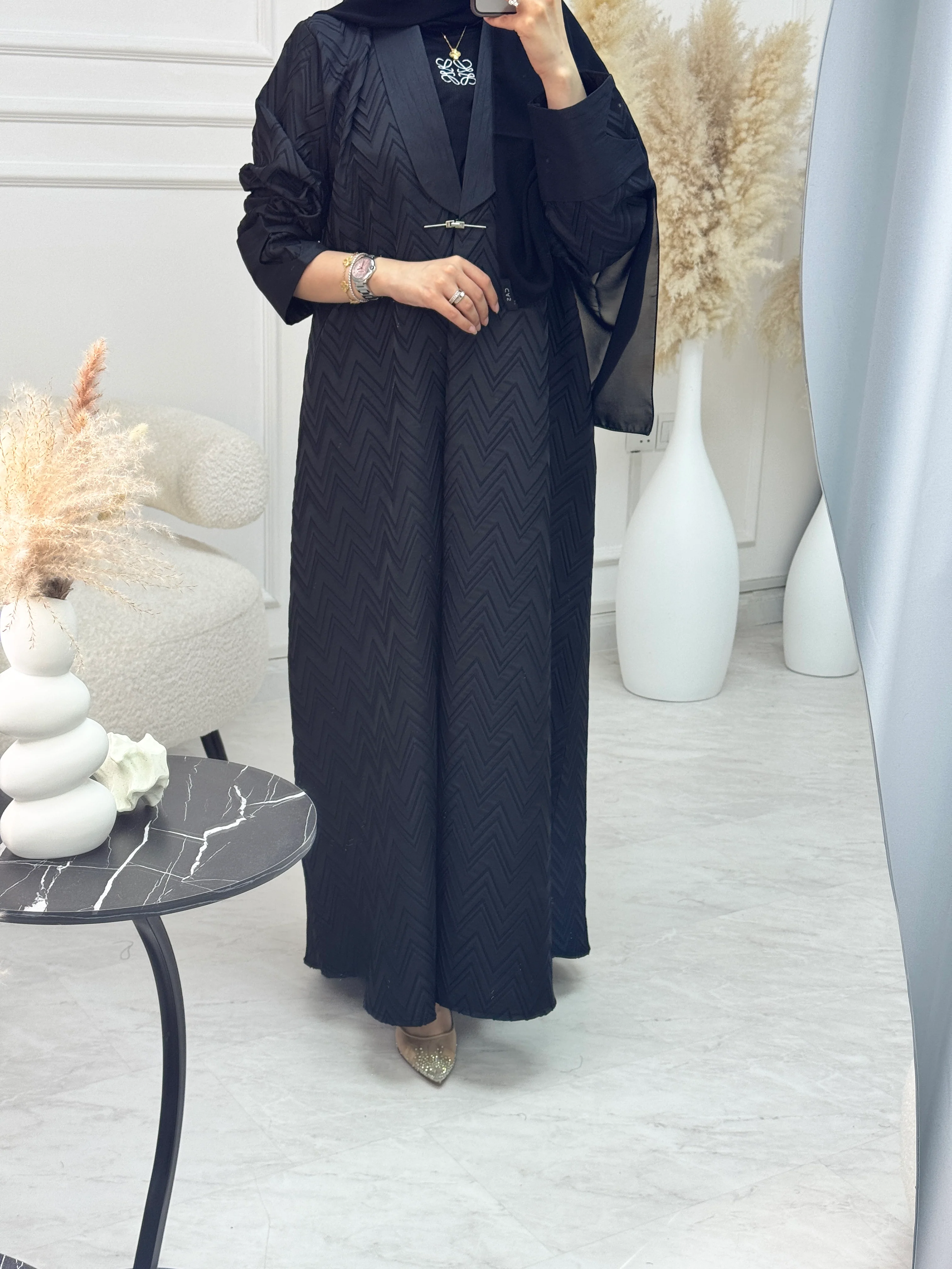 C 1214 Black Coat Abaya - Image 3