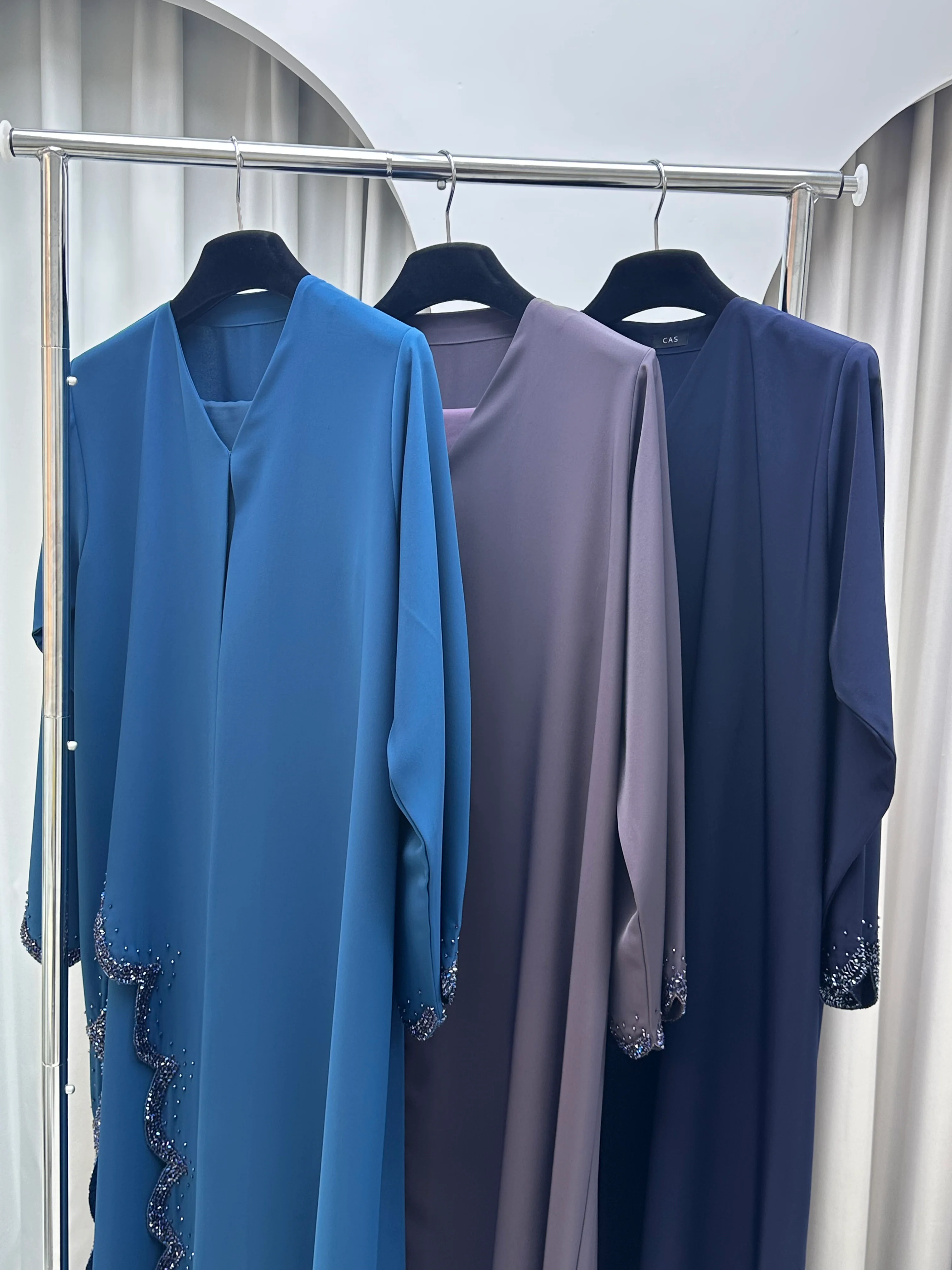 C RTW 1233 Navy Blue Beaded Abaya - Image 9