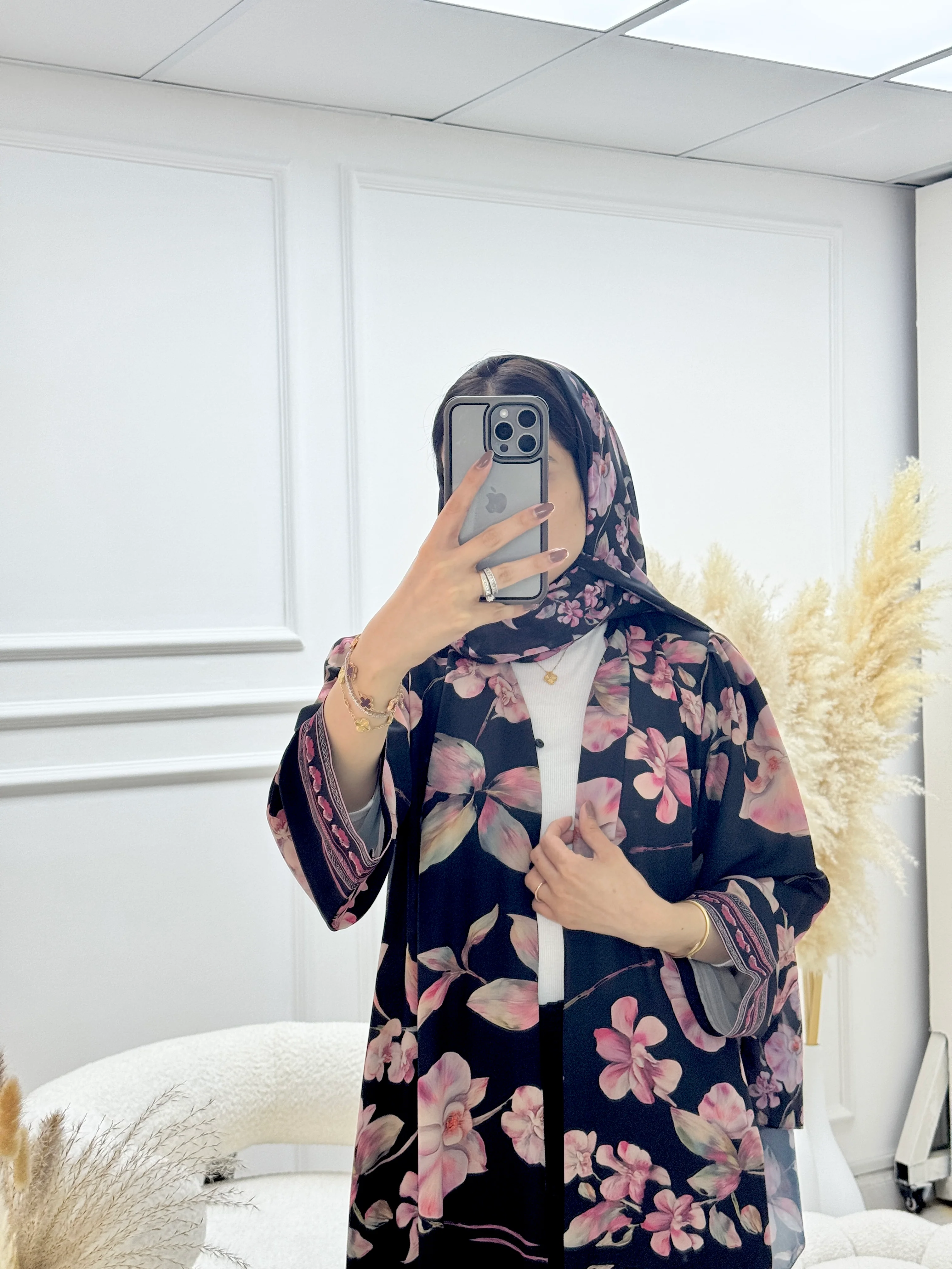 C RTW 1253 Black Orchid Printed Abaya - Image 3