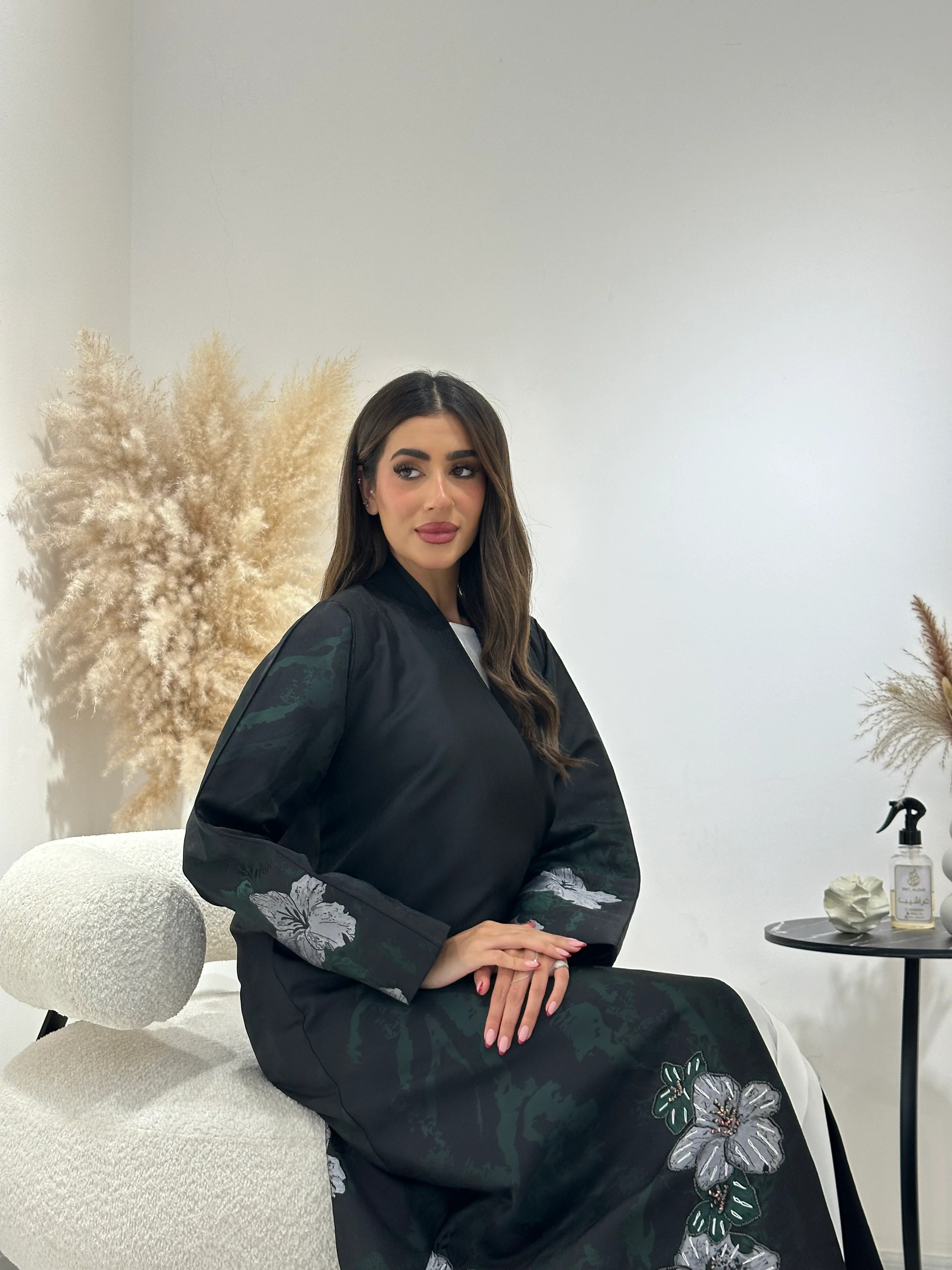C 1263-01 Black Printed Abaya - Image 6