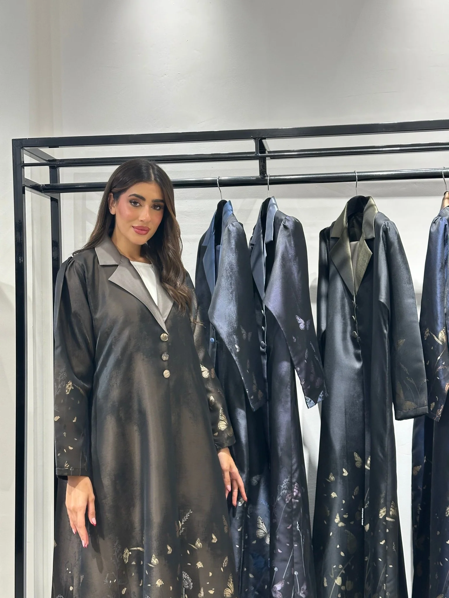 C 1264-01 Bronze Butterfly Printed Abaya - Image 8