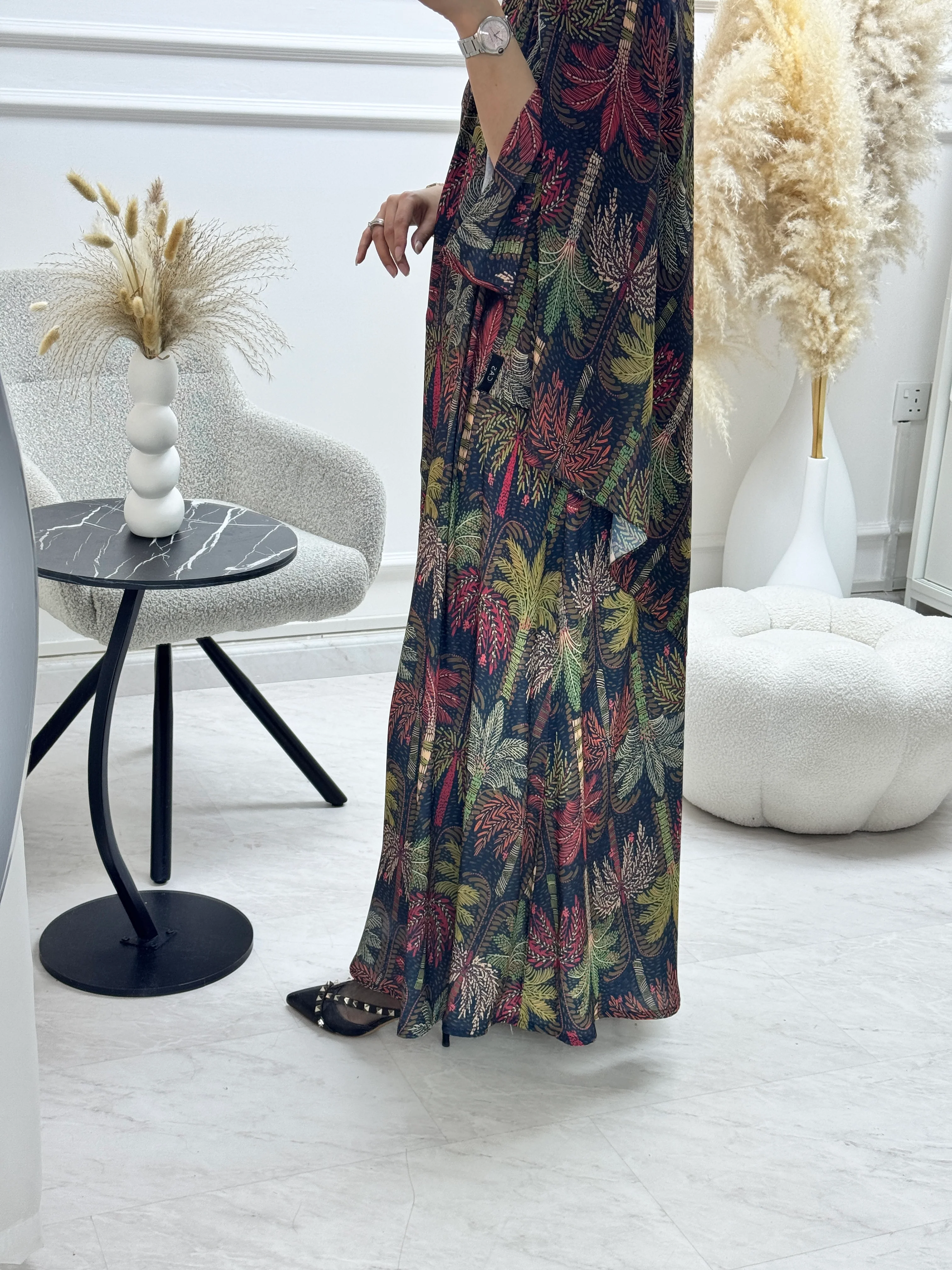 C RTW 1321 Palm Printed Abaya - Image 6