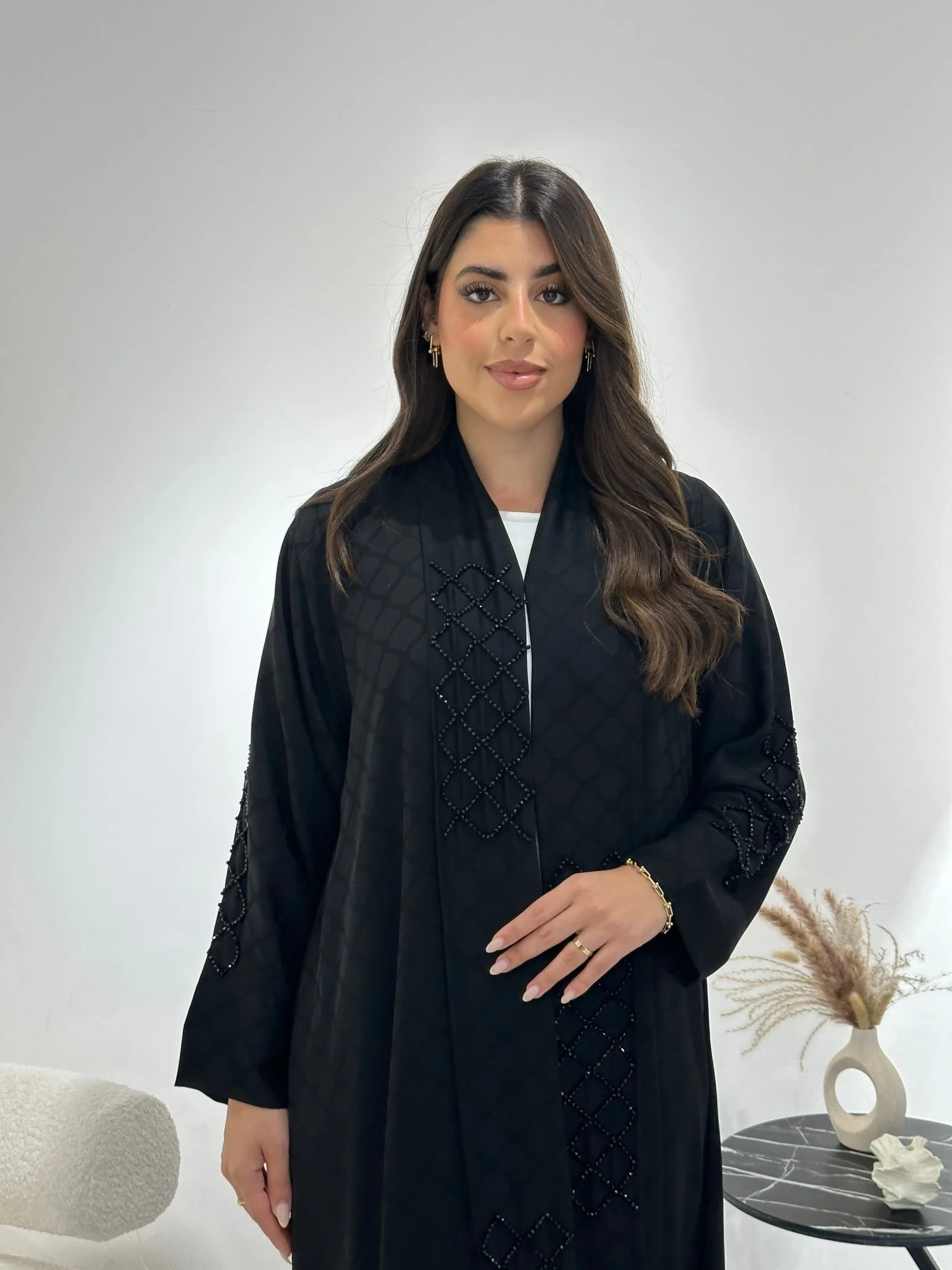 C 1352 Black Beaded Abaya - Image 5