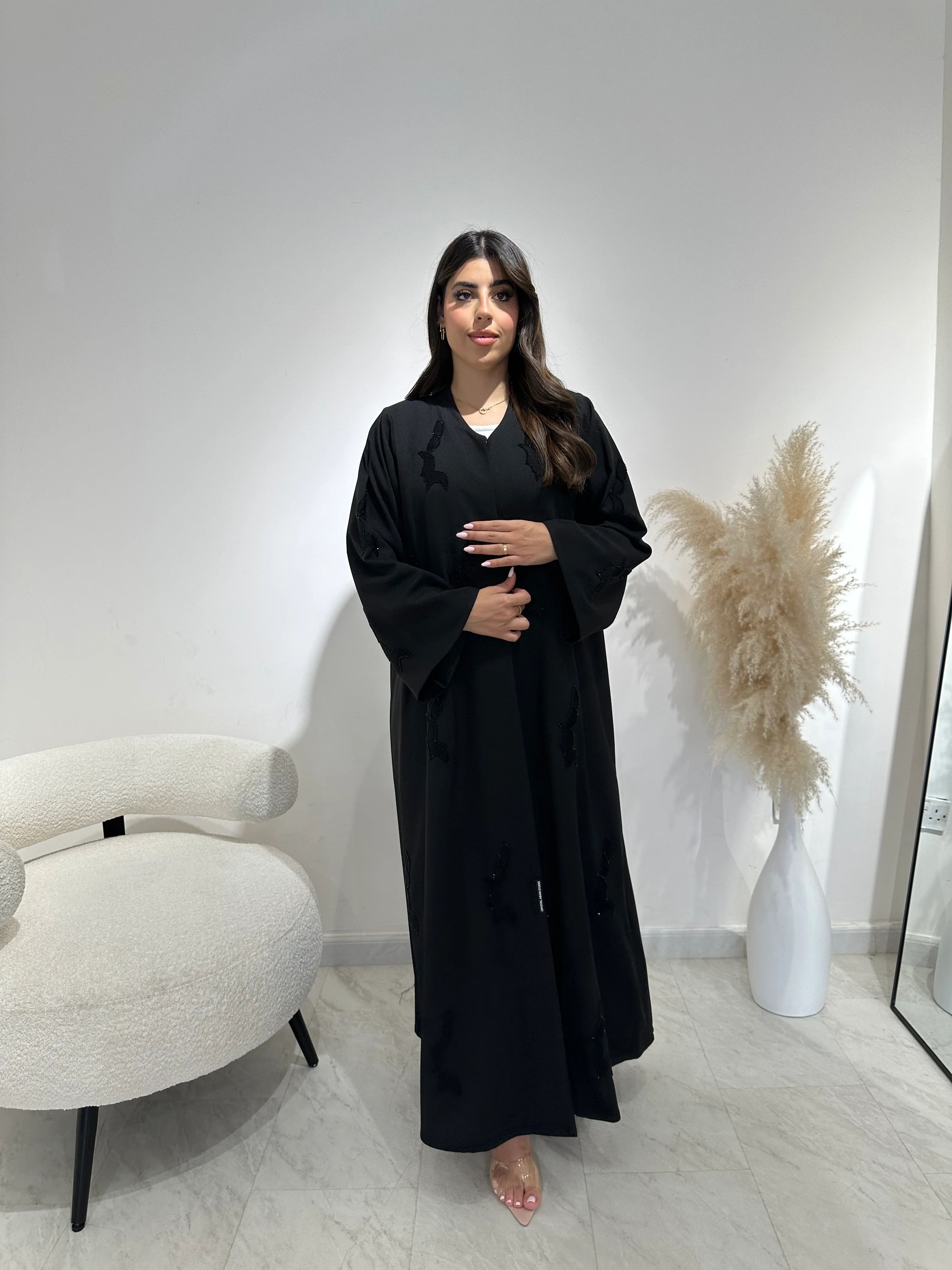 C 1389 Beaded Black Abaya - Image 4