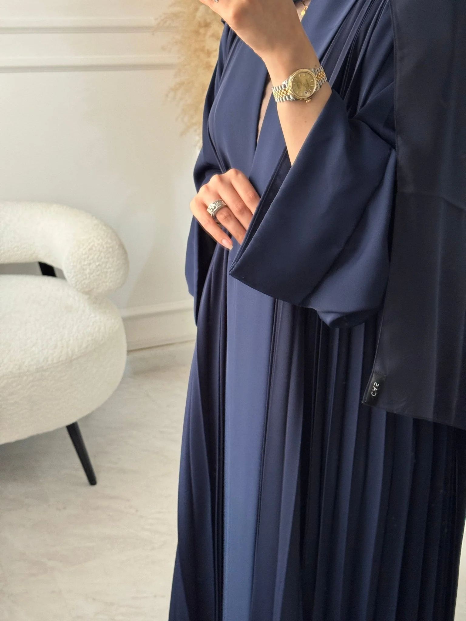 C RTW 1517-03 Navy Premium Nada Pleated Abaya - Image 4