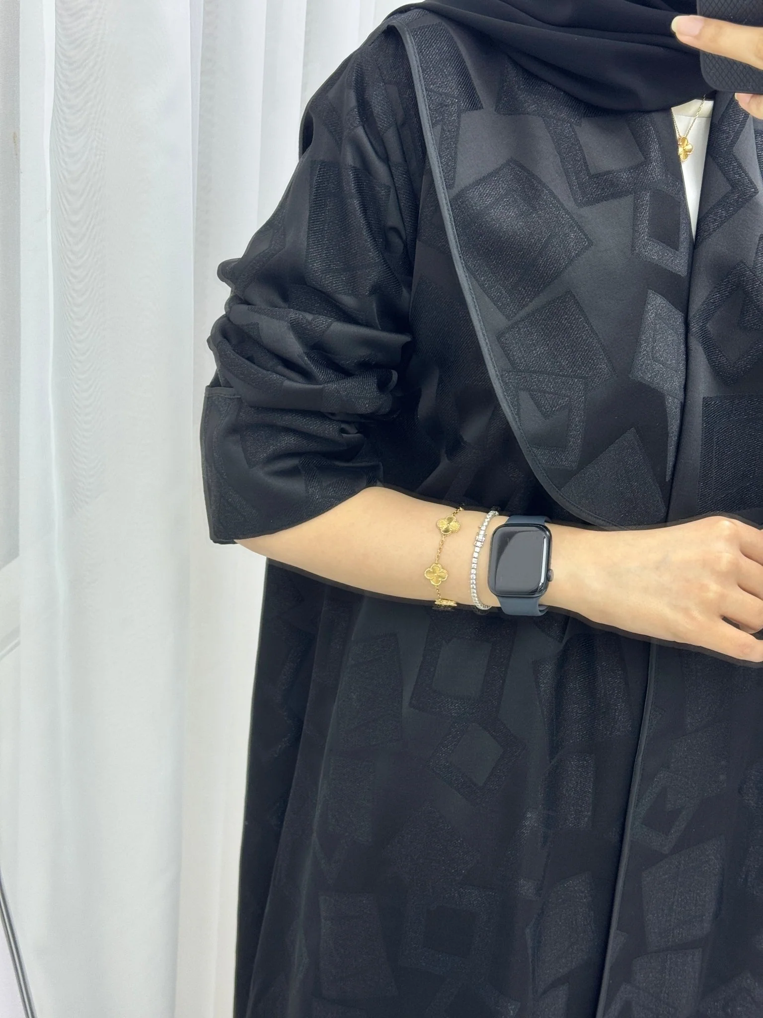 C 1524 Black work Abaya - Image 2