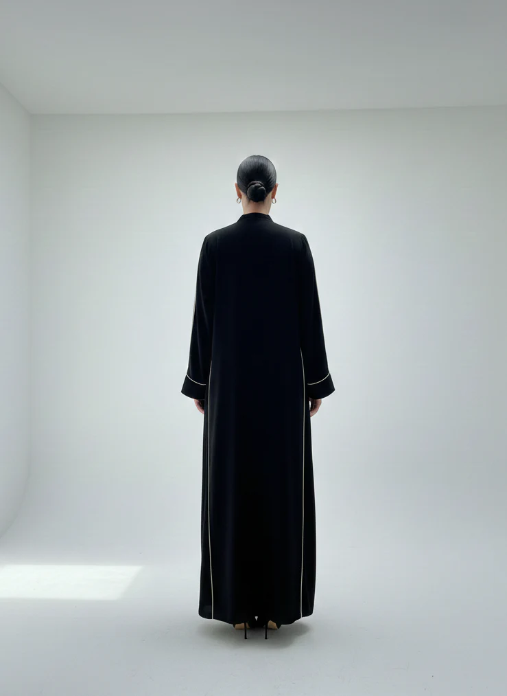C RTW 1793 Black Striped Abaya - Image 4