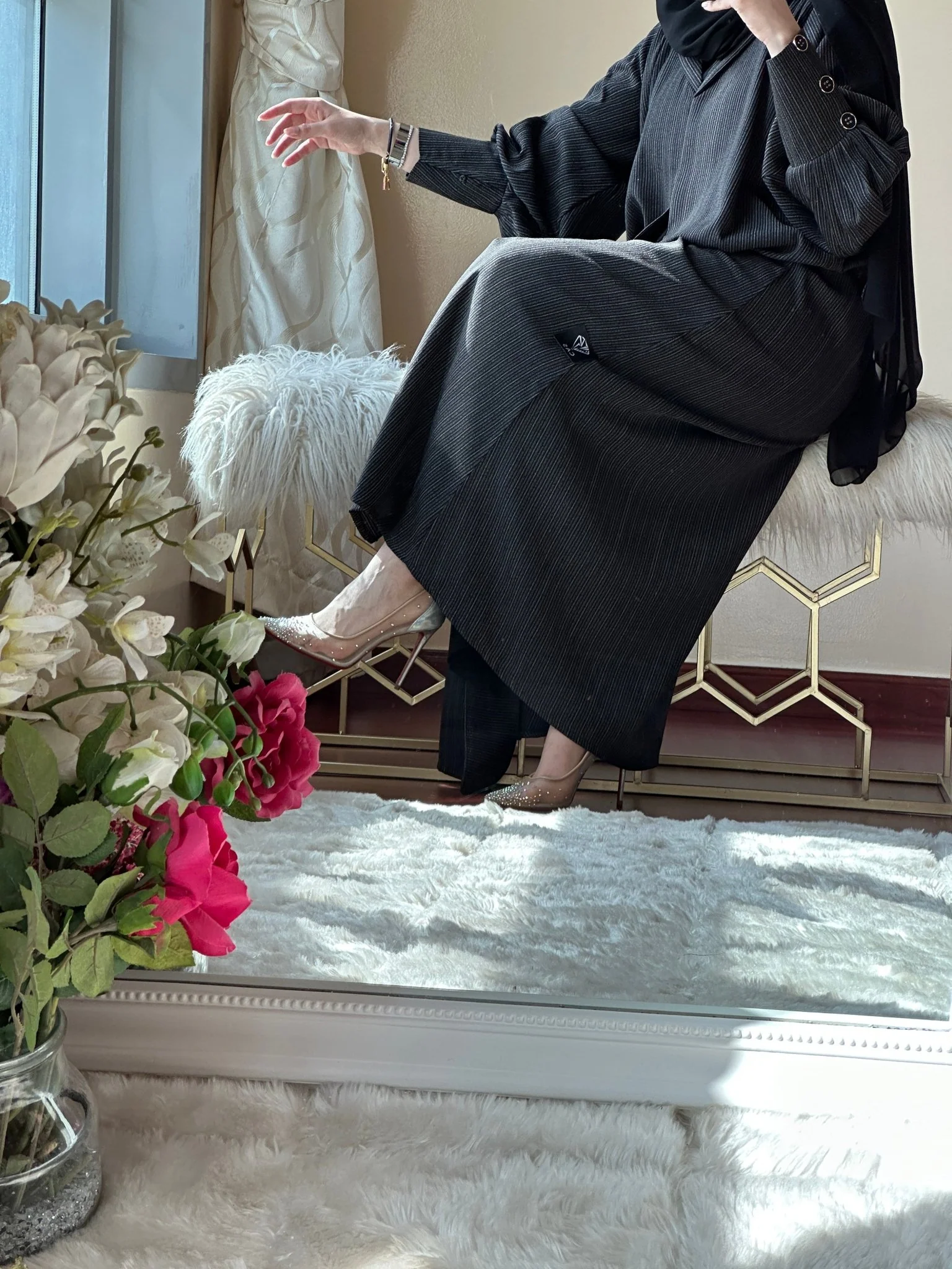 C-Black-DarkGrey-Work-Abaya-109 - Image 7