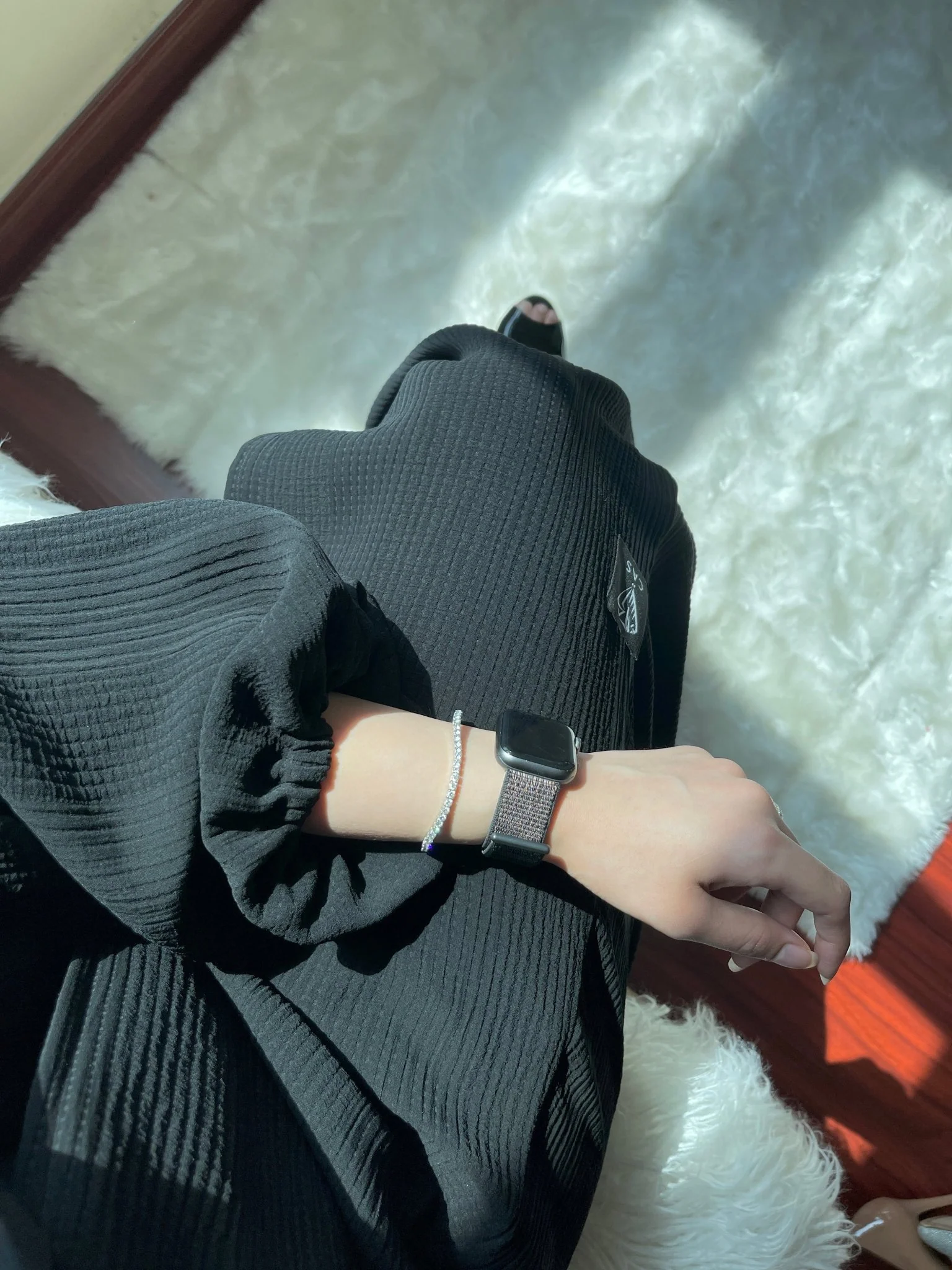 C-RTW-Black-Dotted-Abaya-02 - Image 4