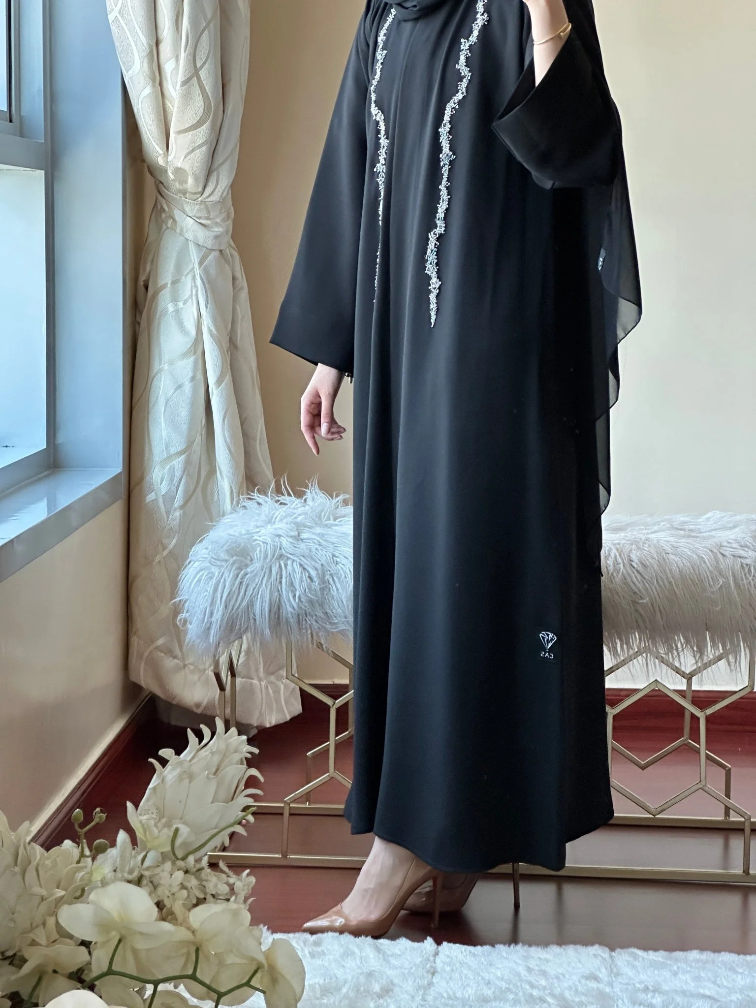 C-RTW-Black-Work-Abaya-Set-134 - Image 4