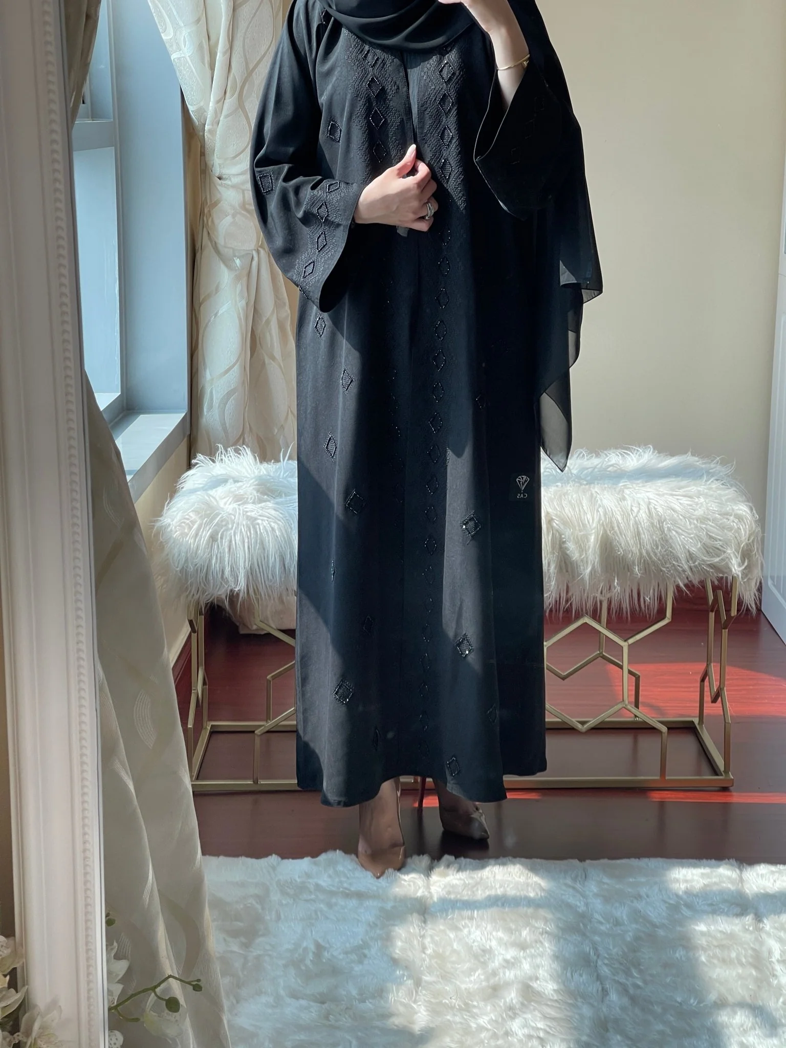 C-RTW-Black-Work-Abaya-47 - Image 3