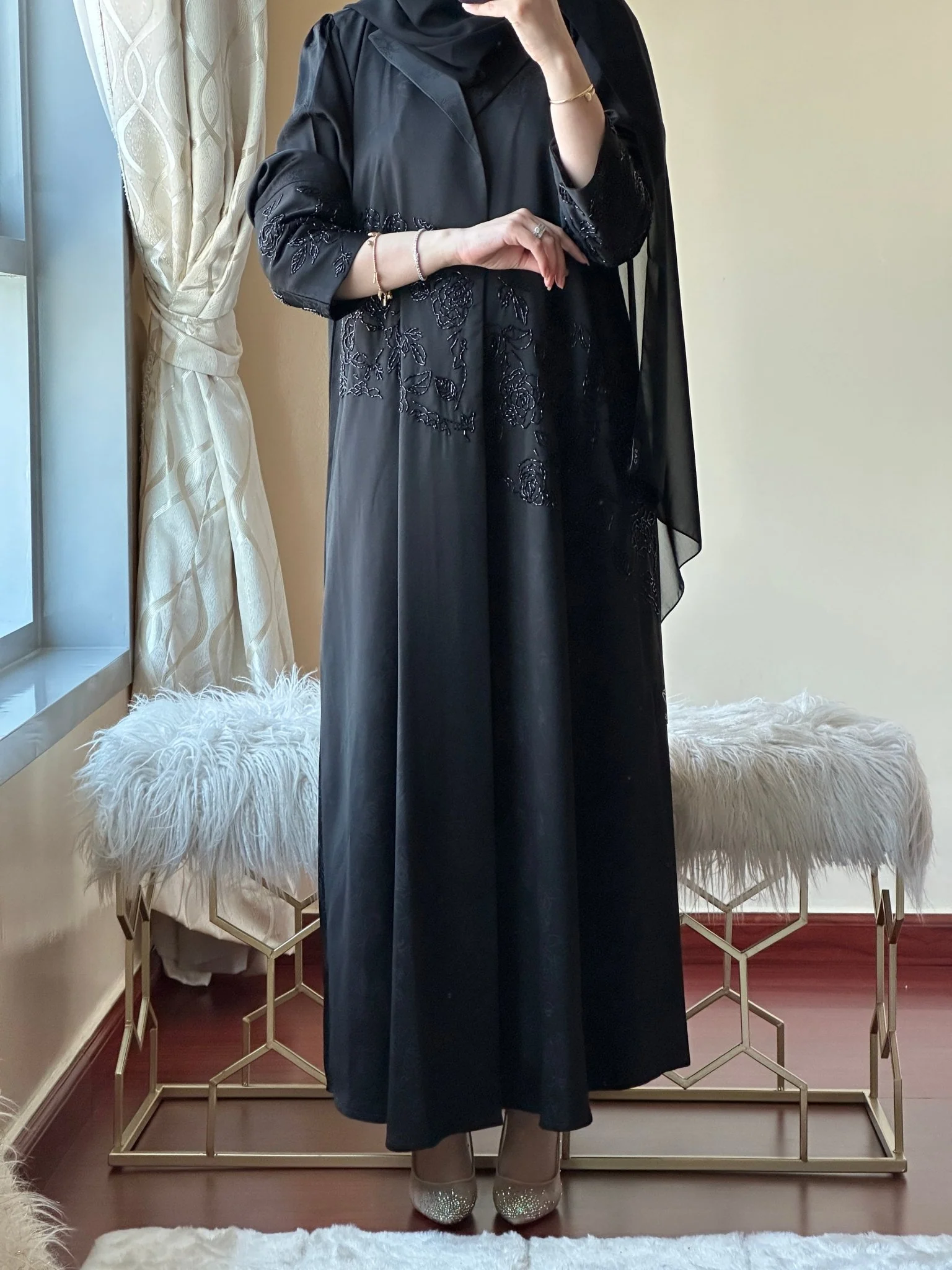 C RTW Black Work Abaya Set 93 - Image 2