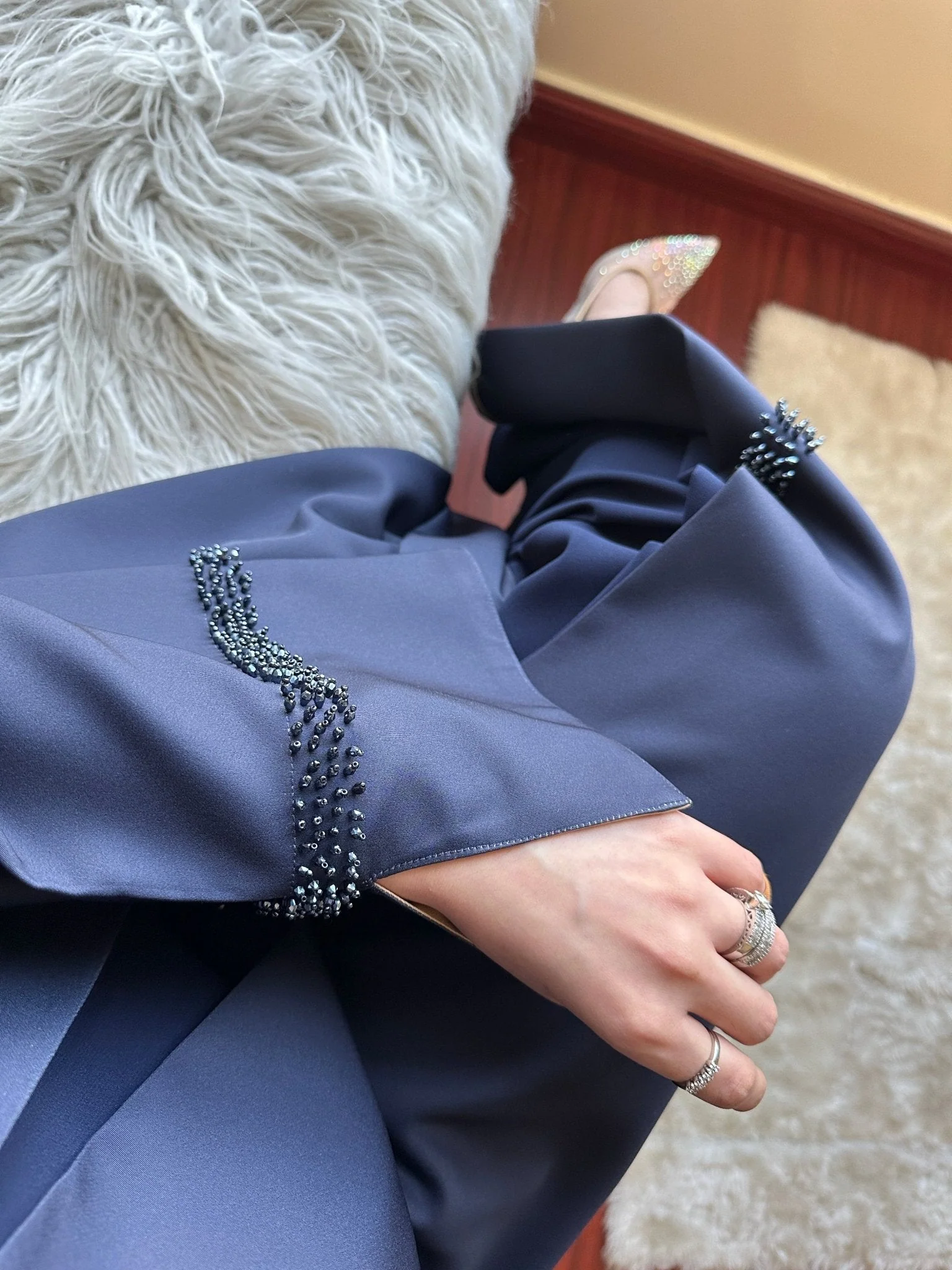 C RTW Blue Beige Eid Abaya 33 - Image 9