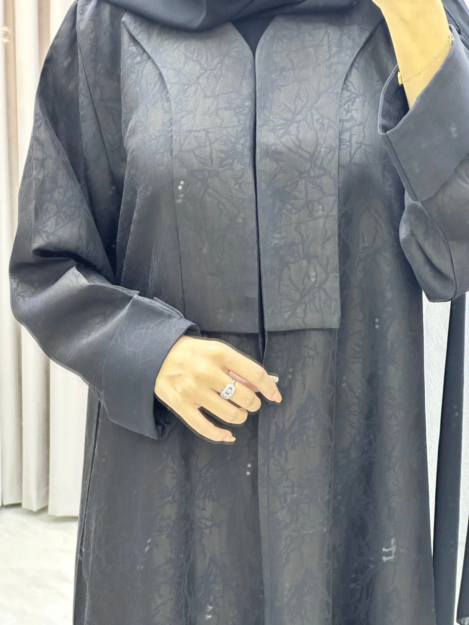 C RTW Branch Winter Black Coat Abaya - Image 2