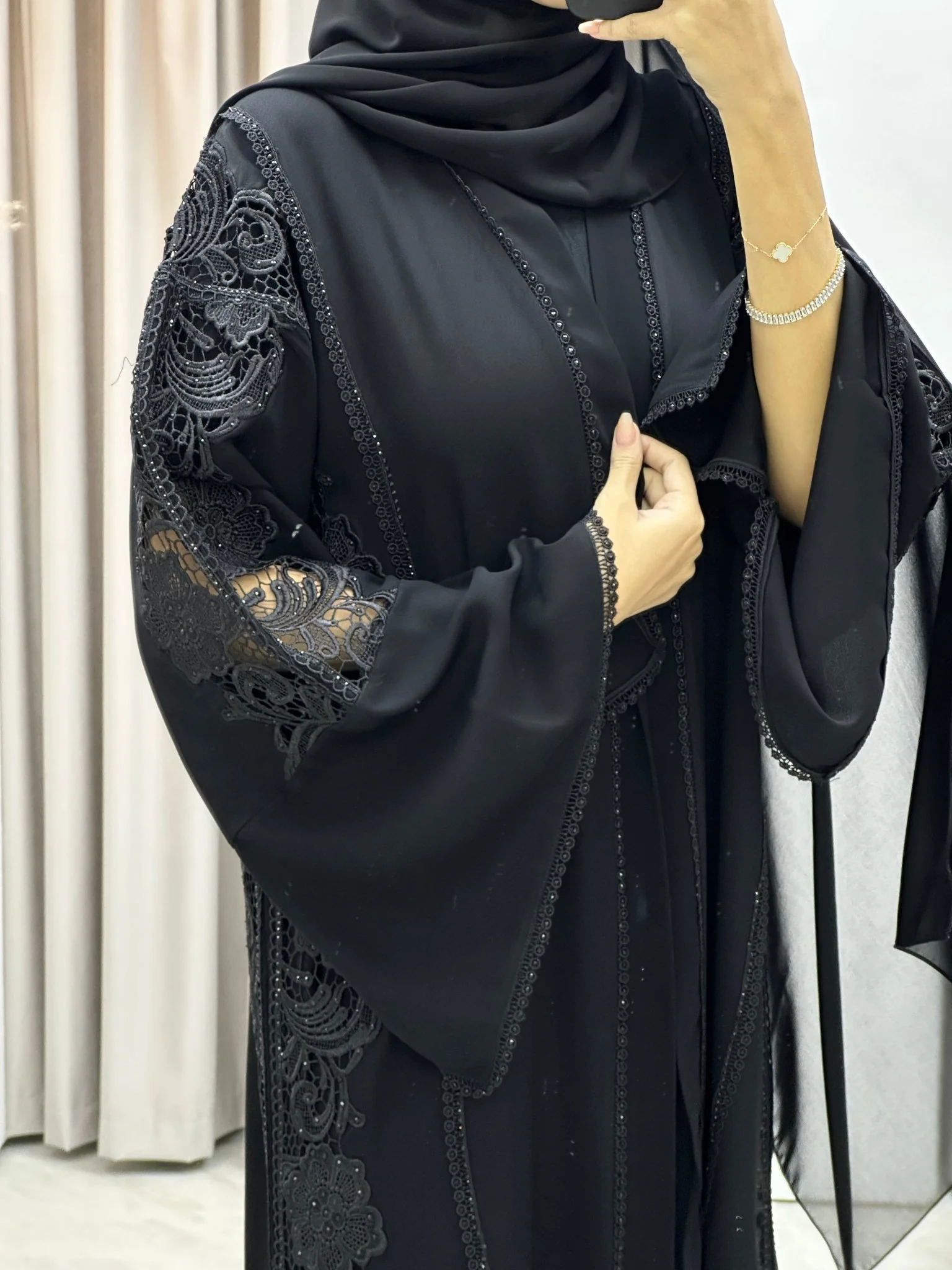 C RTW Classic Lace Work Abaya Set - Image 3