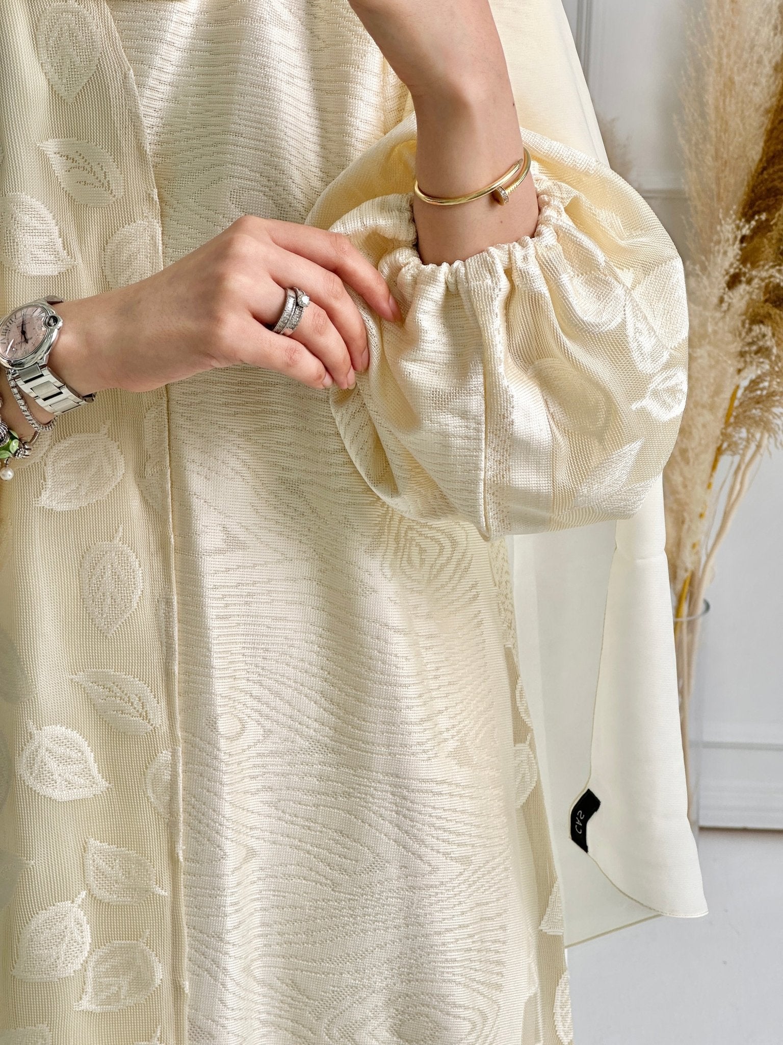 C RTW Cream Organza Evening Abaya 54 - Image 7