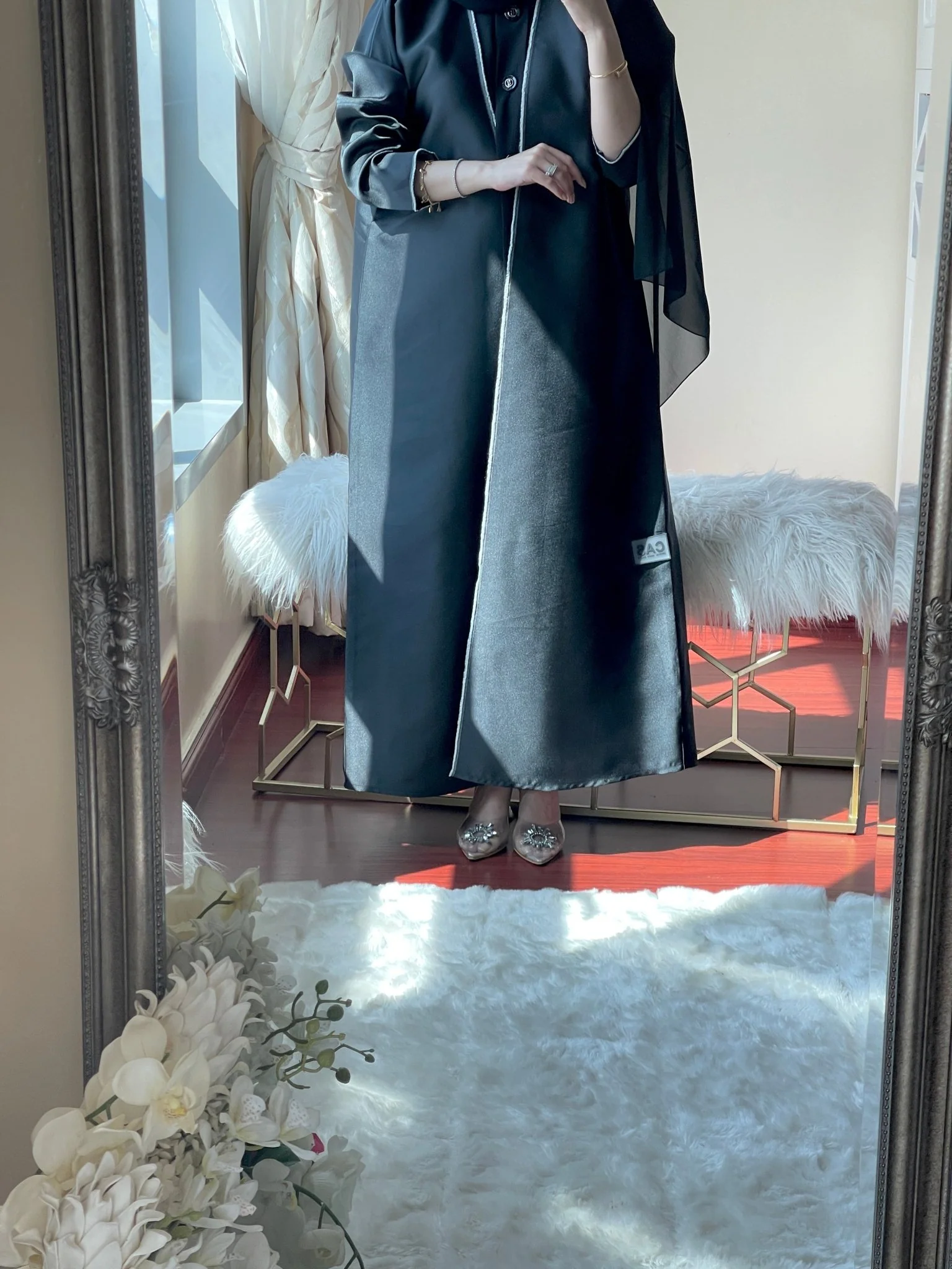 C-RTW-Duotone-Black-Satin-Abaya - Image 2